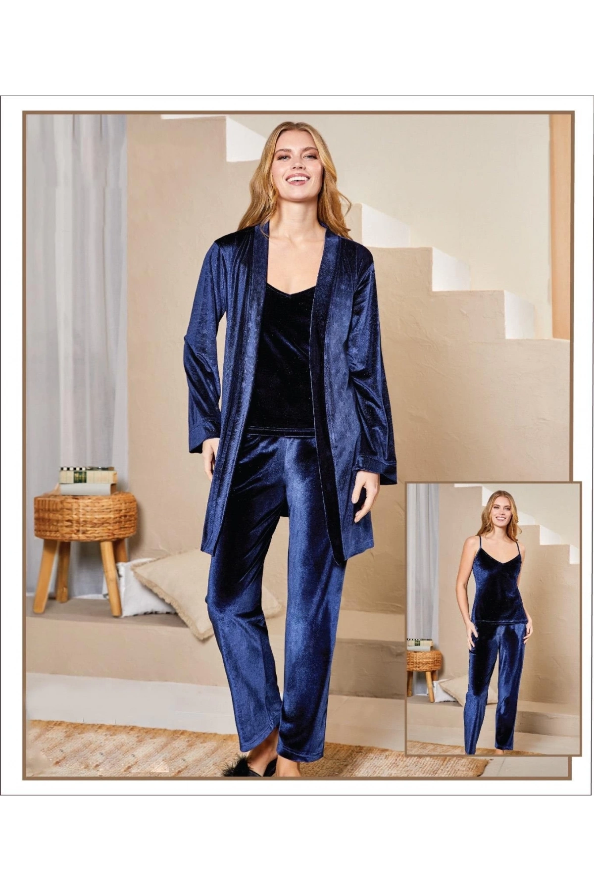 Flz 31-108 Bayan Kadife Sabahlık Pijama Takımı