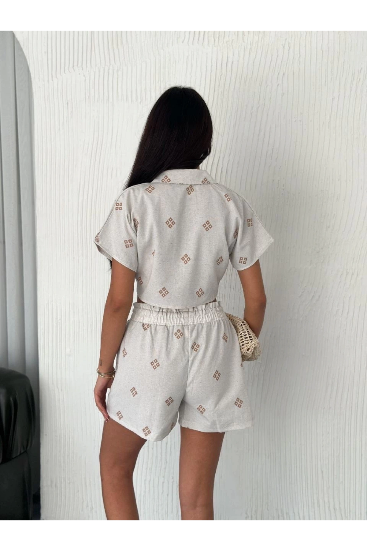 Gömlek şort keten takım s1052-1056