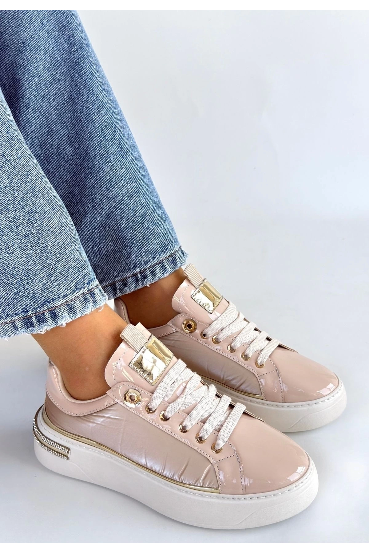 Hley Bej Rugan Paraşüt Detaylı Bağcıklı Spor Ayakkabı