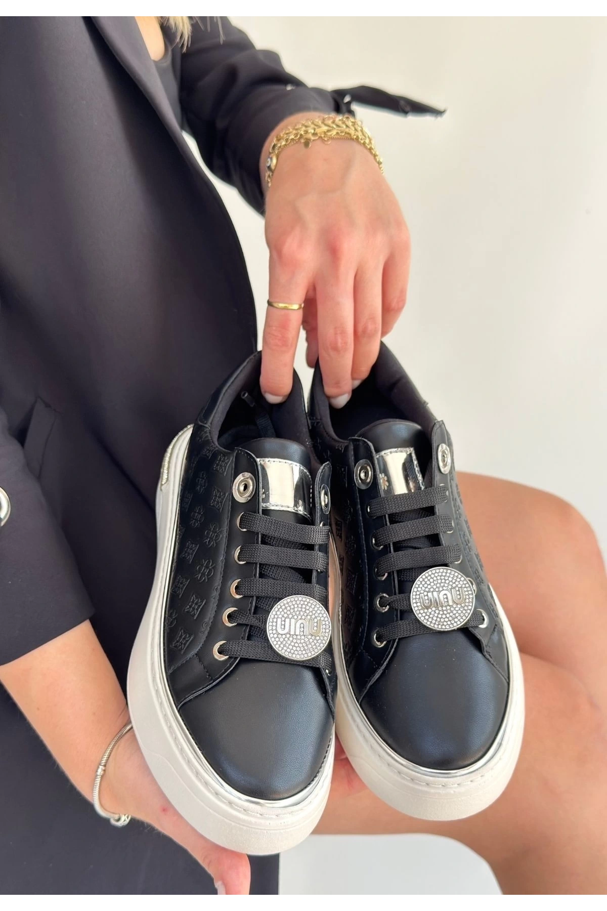 Jlar Siyah Cilt Bağcıklı Spor Ayakkabı