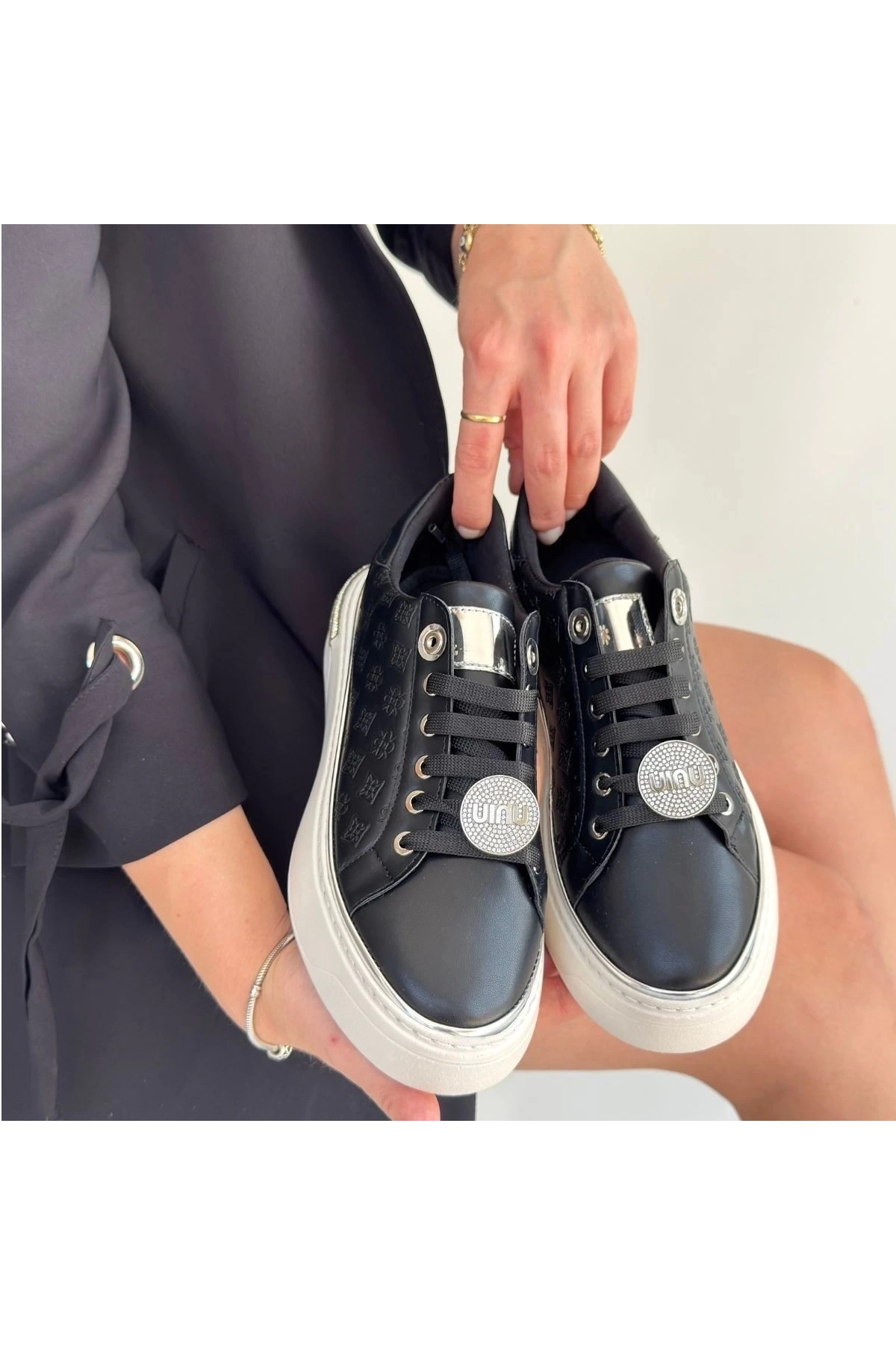 Jlar Siyah Cilt Bağcıklı Spor Ayakkabı