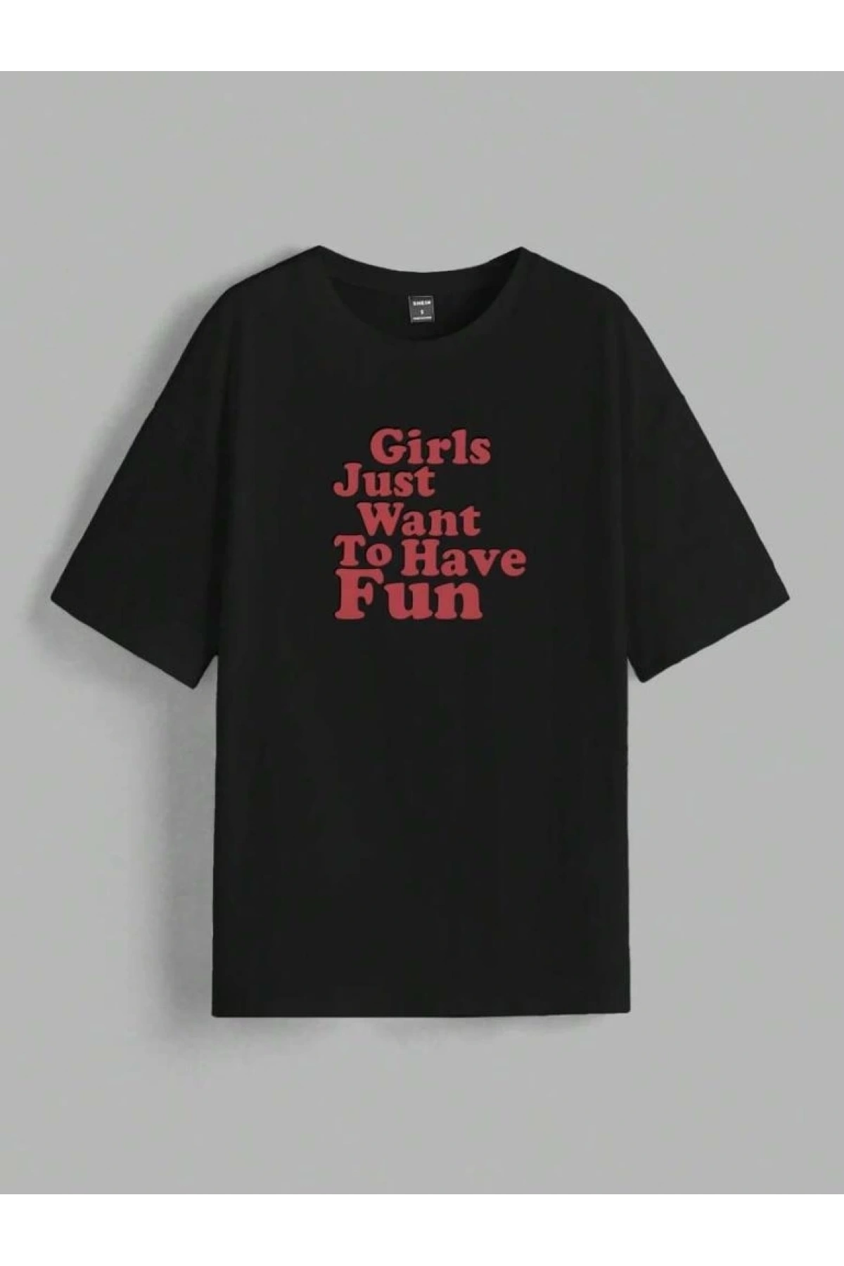 Kadın Baskılı Oversize T-shirt - Siyah