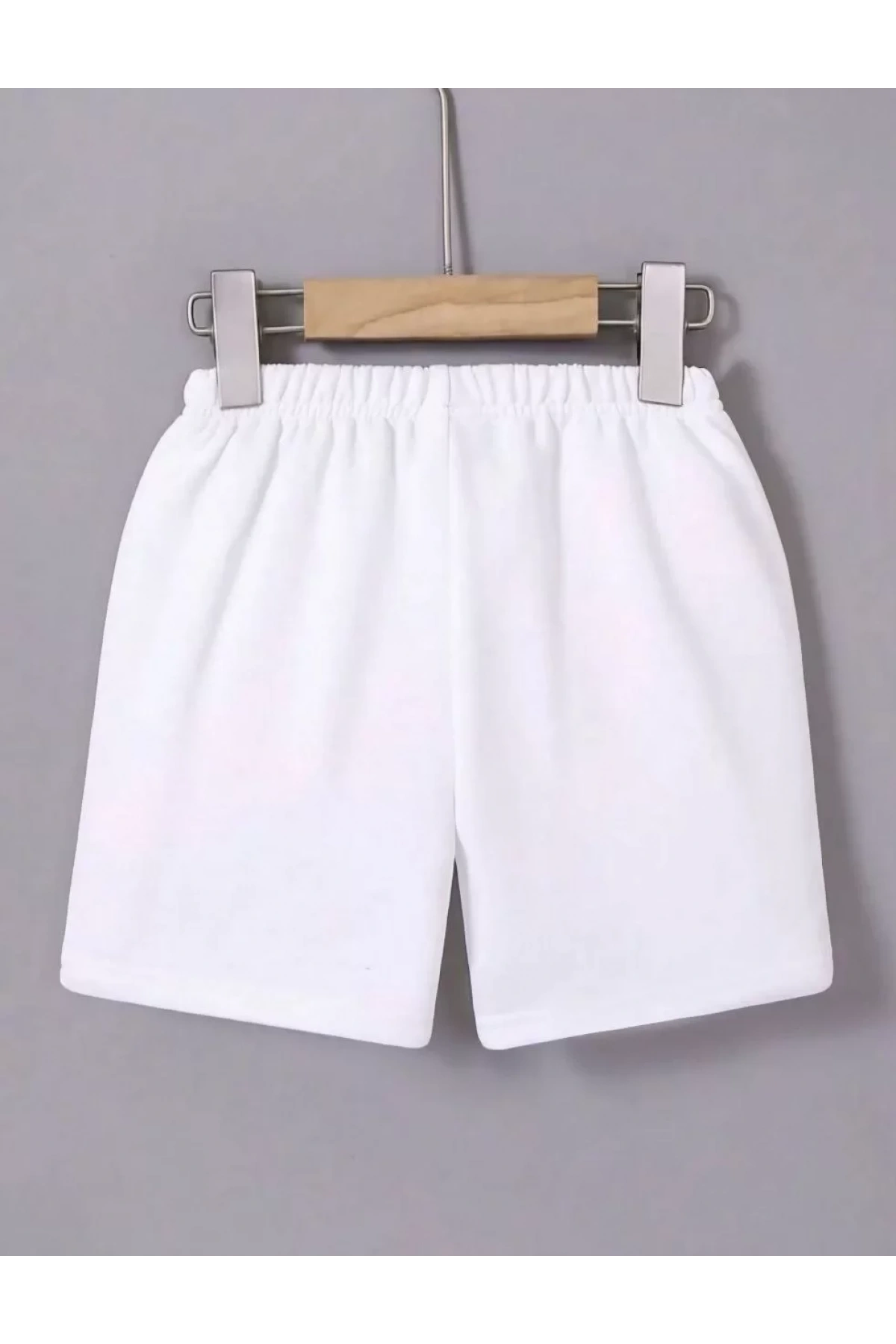 Kadın Beli Lastikli Baskılı Mini Şort - Beyaz