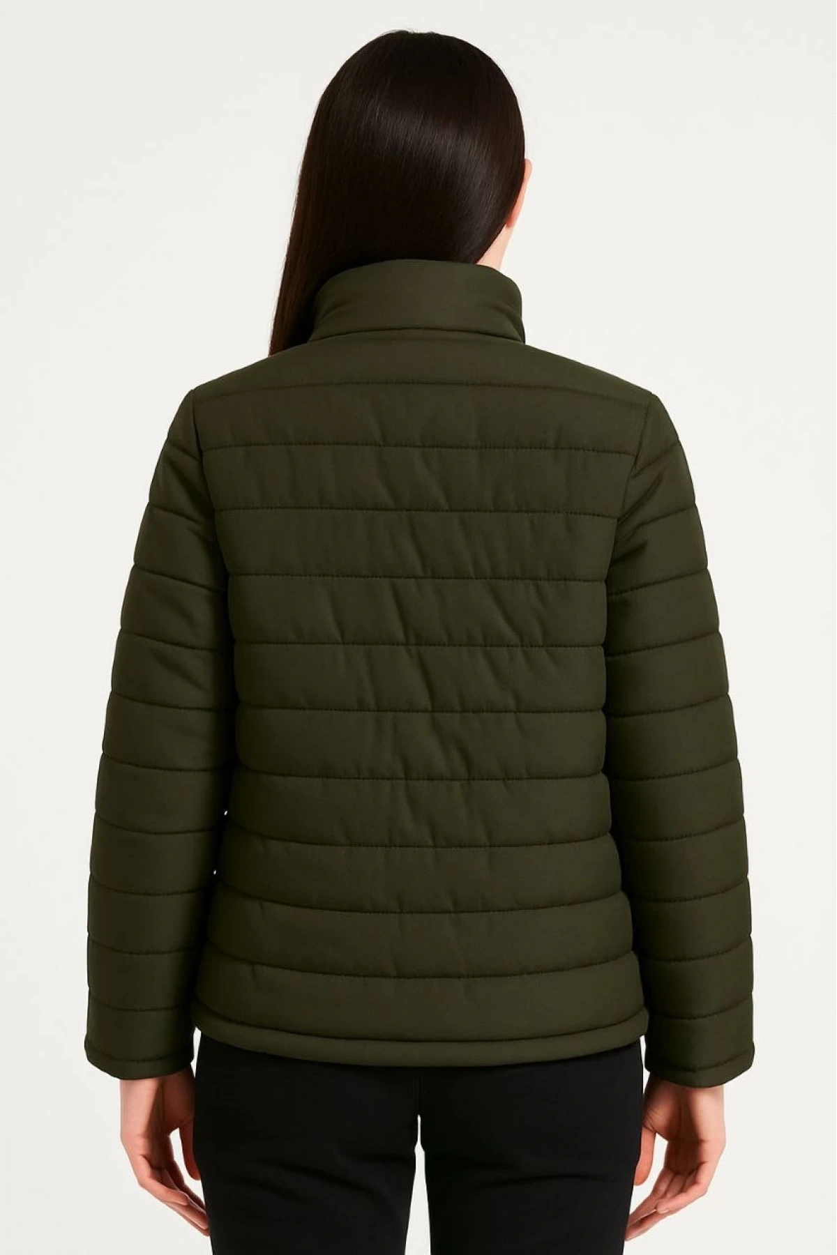 Kadın Bomber Mont Ceket – Su İtici Kumaş, Kapitone Astarlı, Fermuarlı, Kışlık - Haki