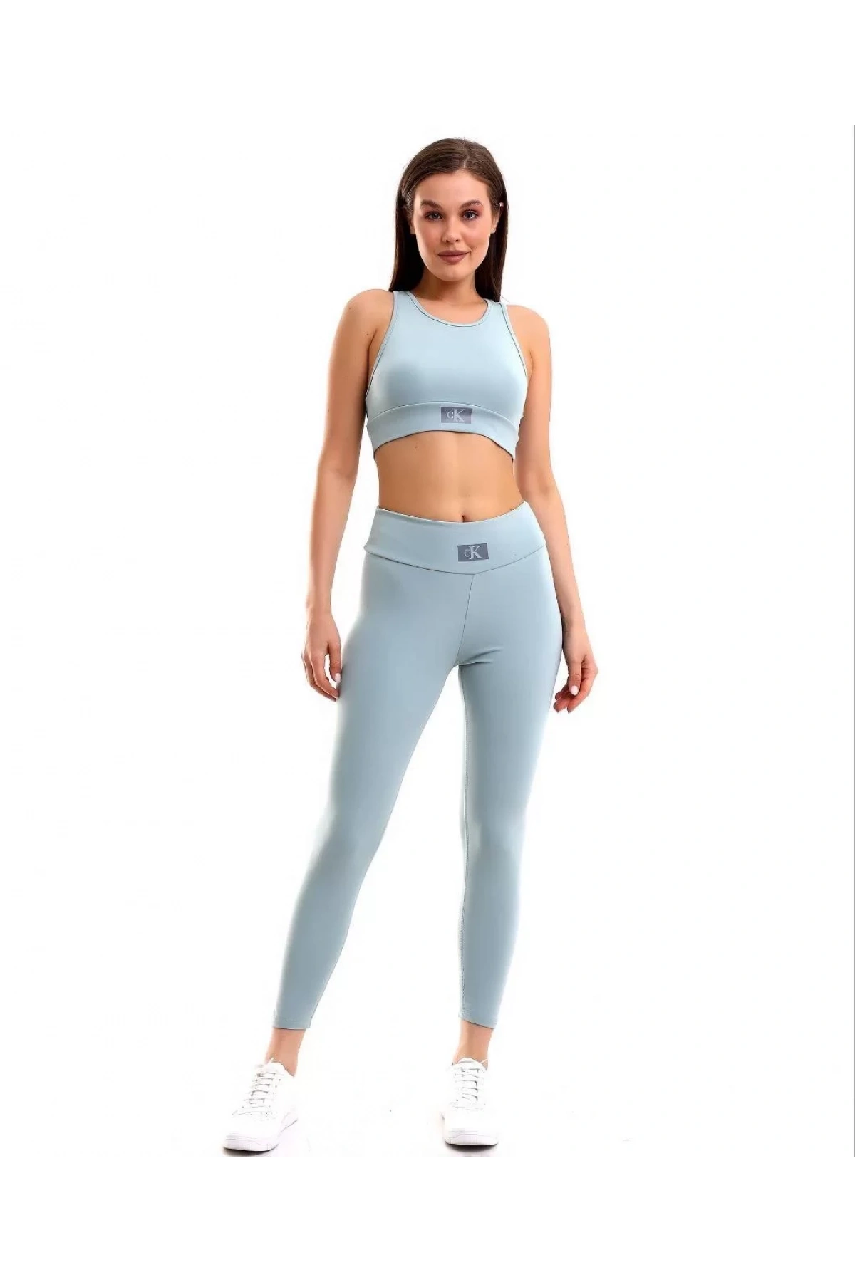 Kadın Crop Tayt İkili Spor Takımı - Gri