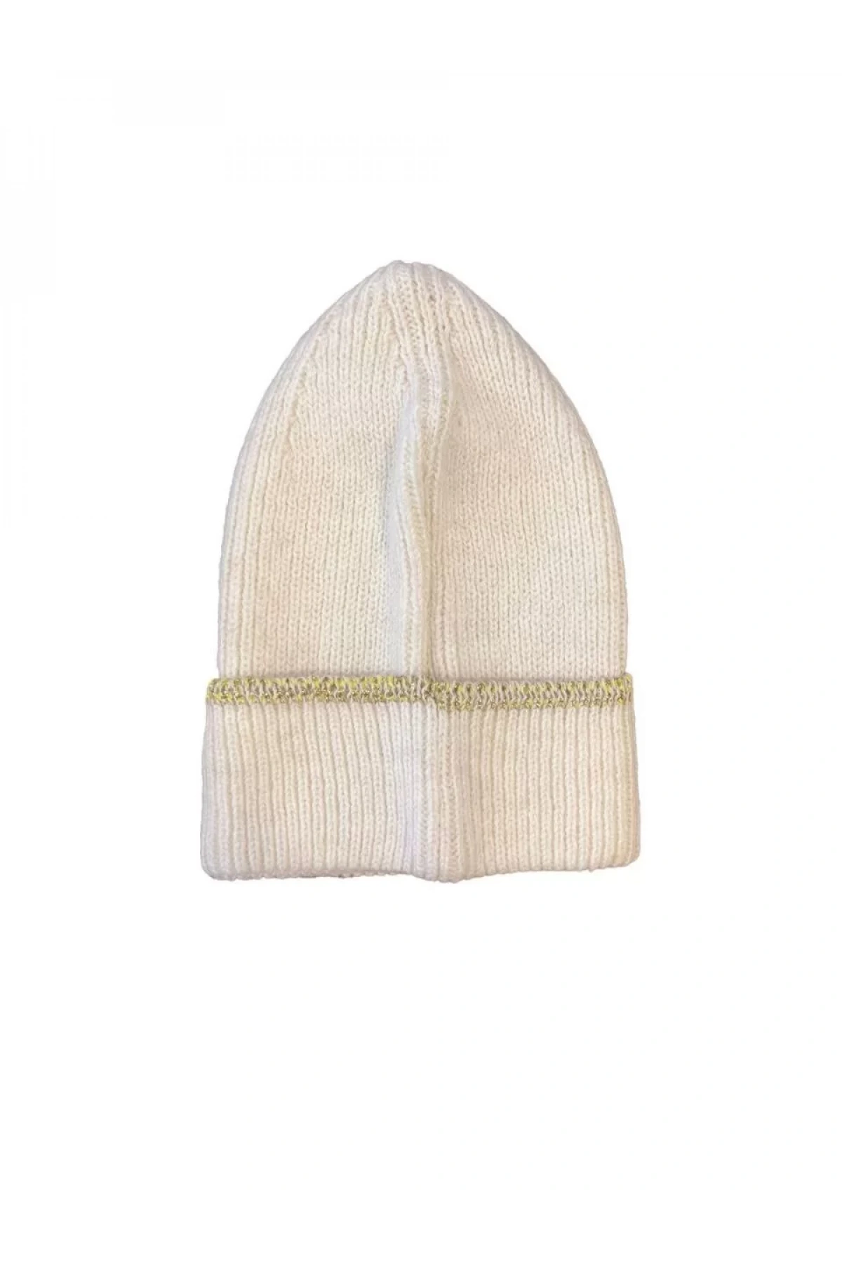 Kadın Dokuma Simli Triko Bere - Beyaz