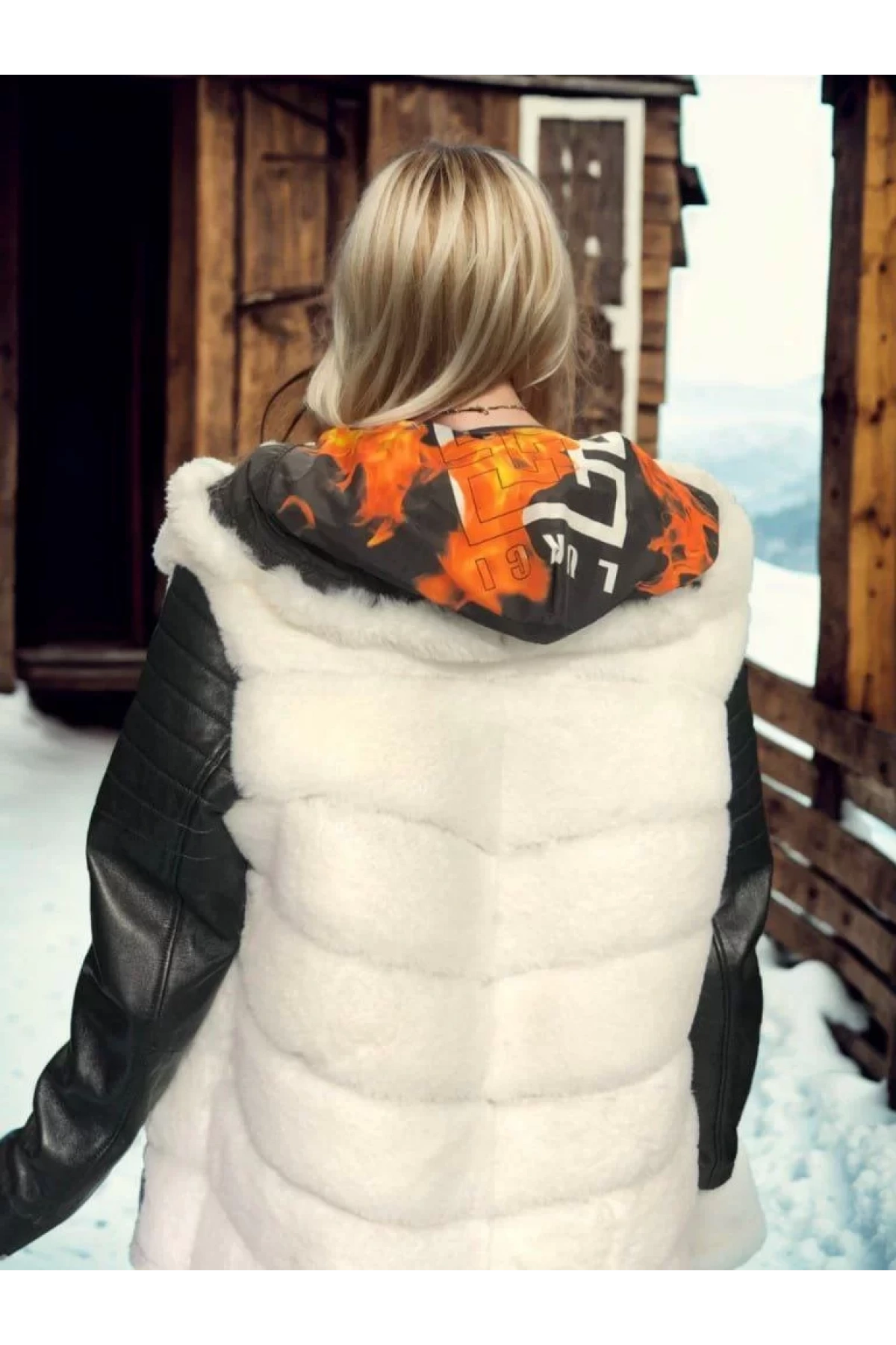 Kadın Hakiki Deri ve Suni Kürk - Beyaz