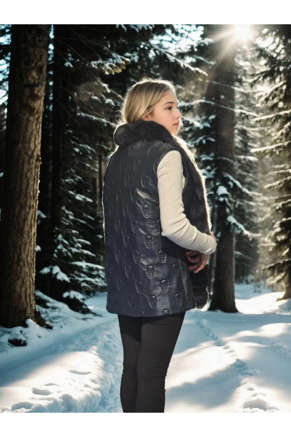 Kadın Kolsuz Fermuarlı Yelek - Lacivert