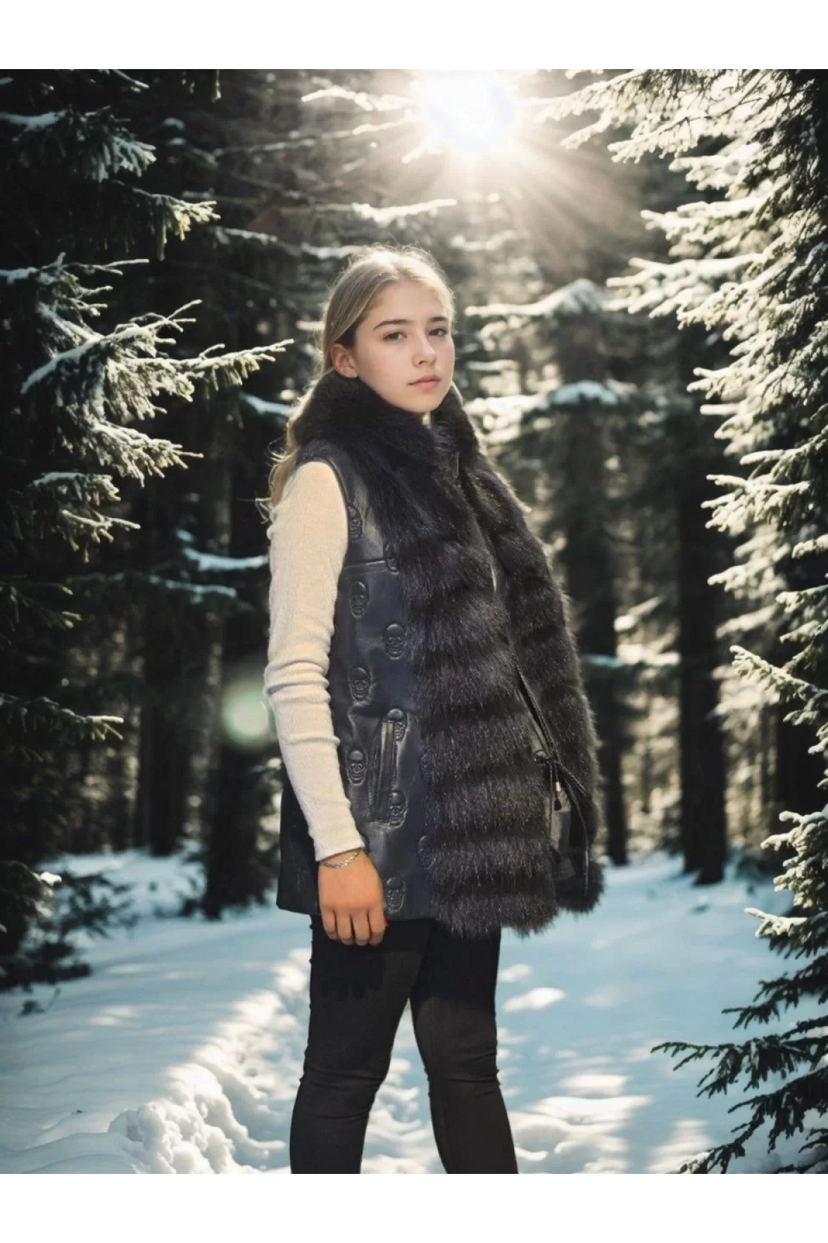 Kadın Kolsuz Fermuarlı Yelek - Lacivert