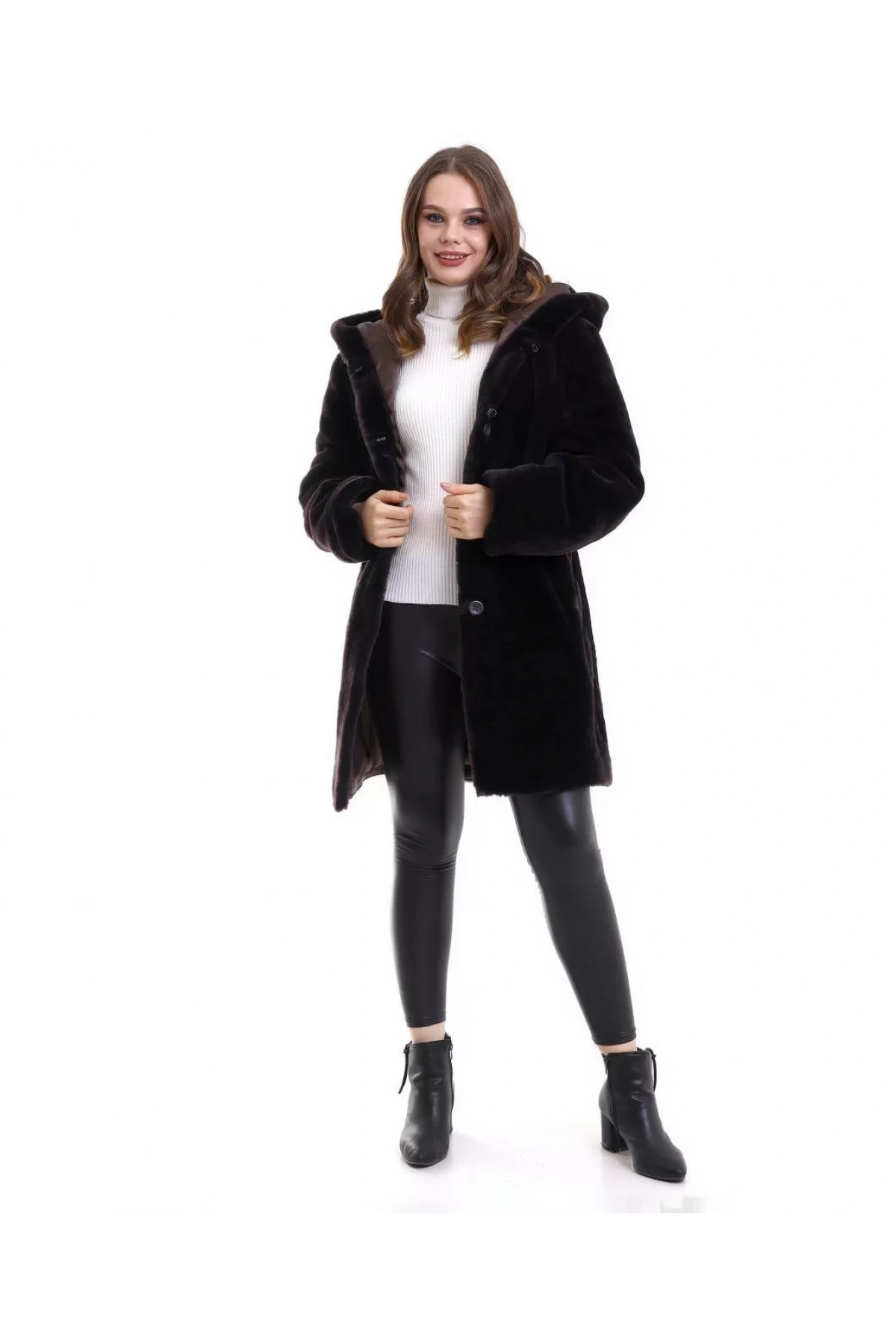 Kadın Reks Kapüşonlu - Kahverengi