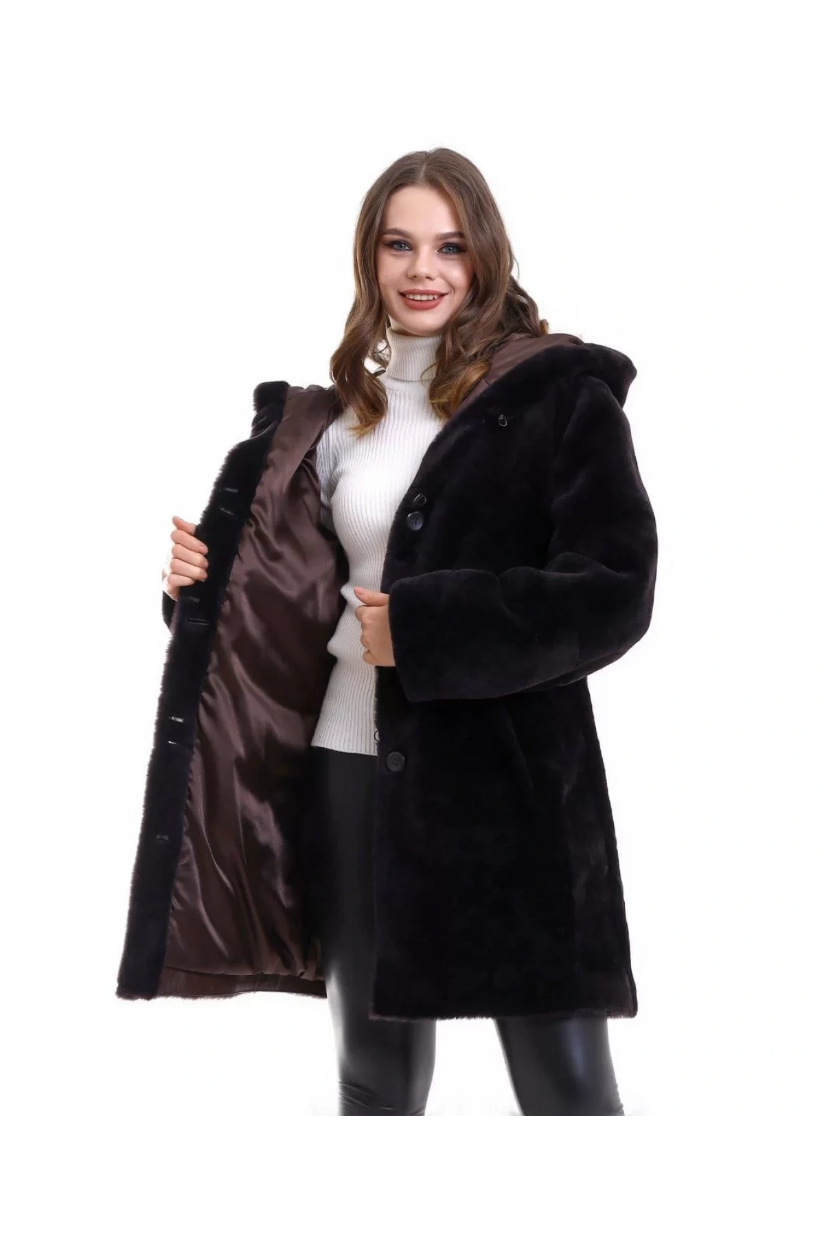 Kadın Reks Kapüşonlu - Kahverengi