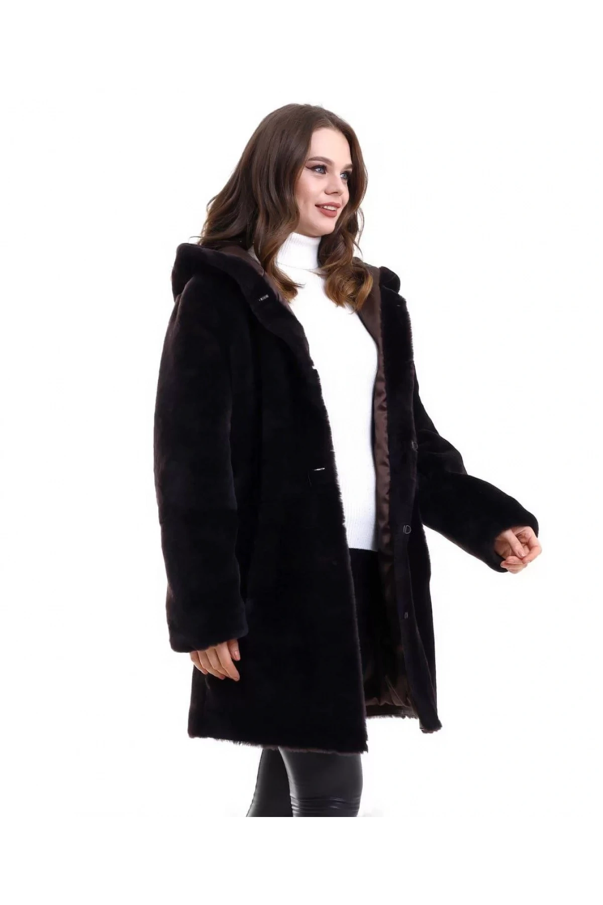 Kadın Reks Kapüşonlu - Kahverengi