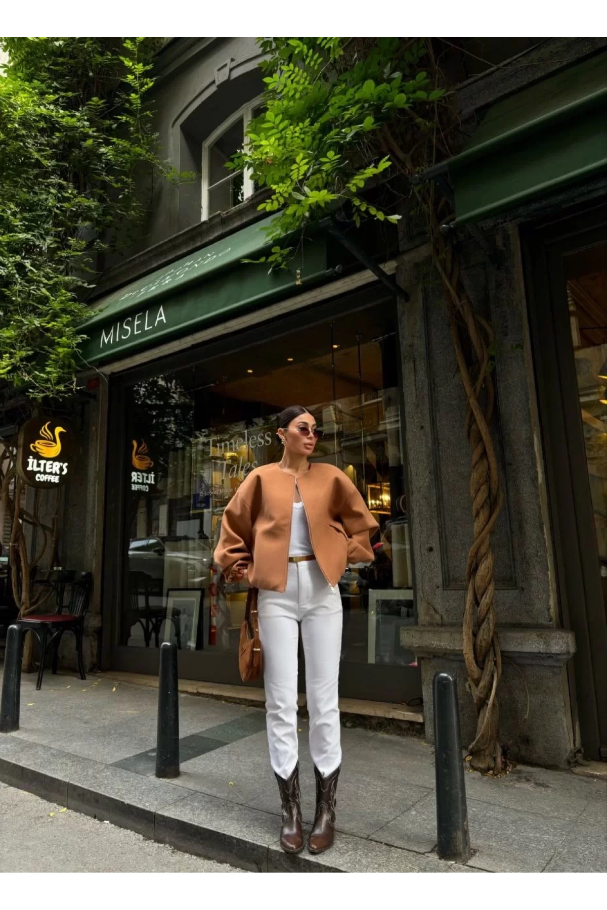 Kaşe Kaşmir Fermuarlı CEKET - Kahve