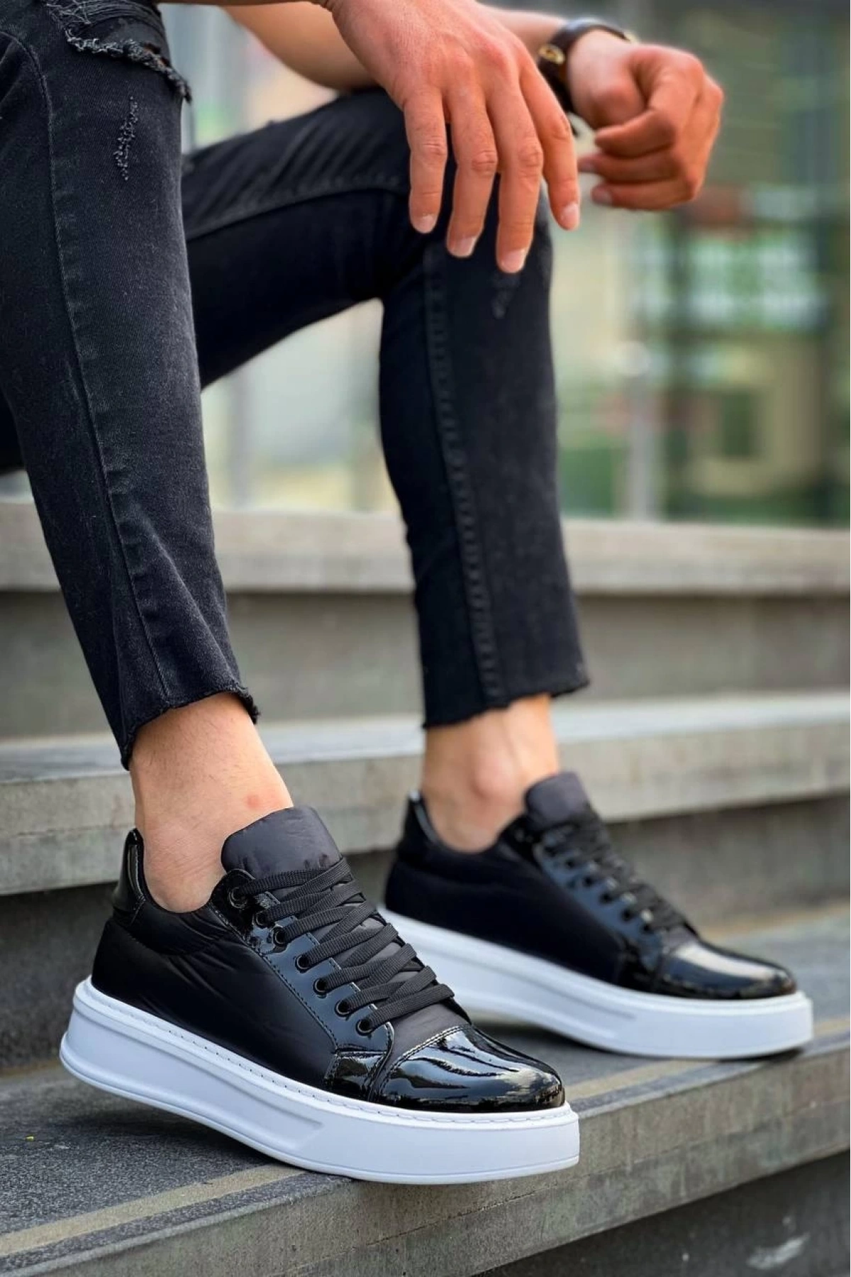 KB-X46 Kuback Siyah Rugan Bağcıklı  Günlük Erkek Ayakkabı