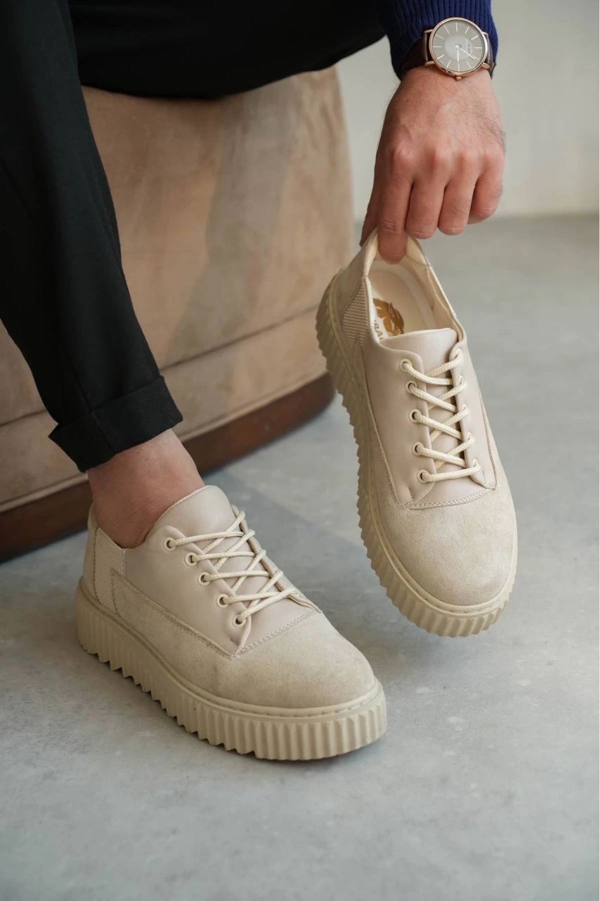 KB-X516 Kuback Bej Süet Günlük Erkek Ayakkabı