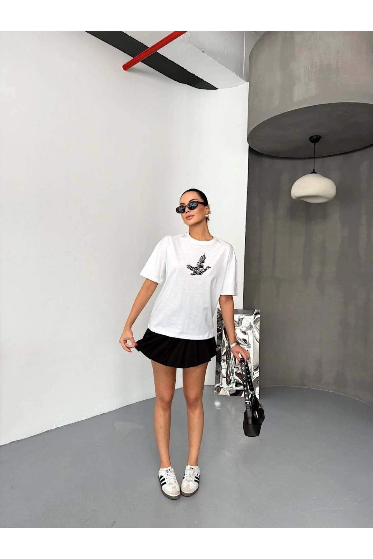 Kısa Kol Baskılı T-shirt - Beyaz