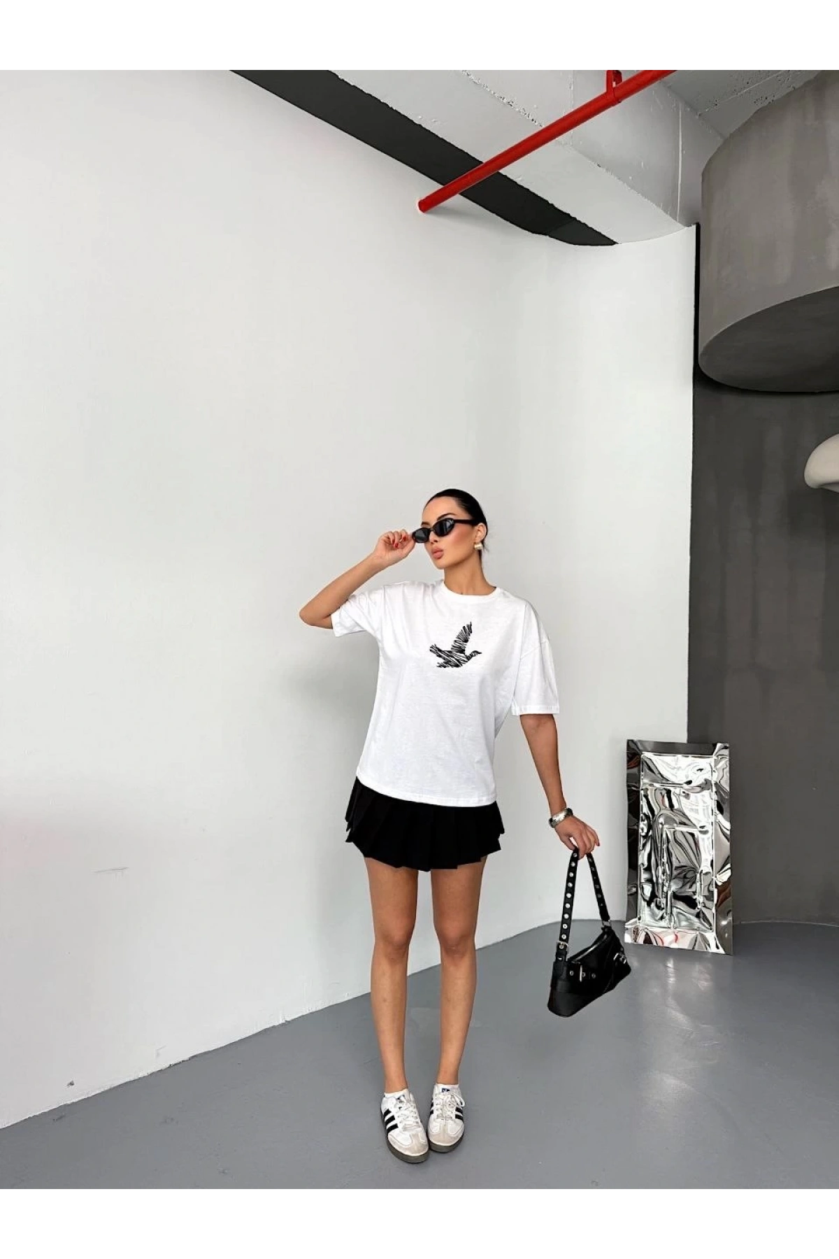 Kısa Kol Baskılı T-shirt - Beyaz