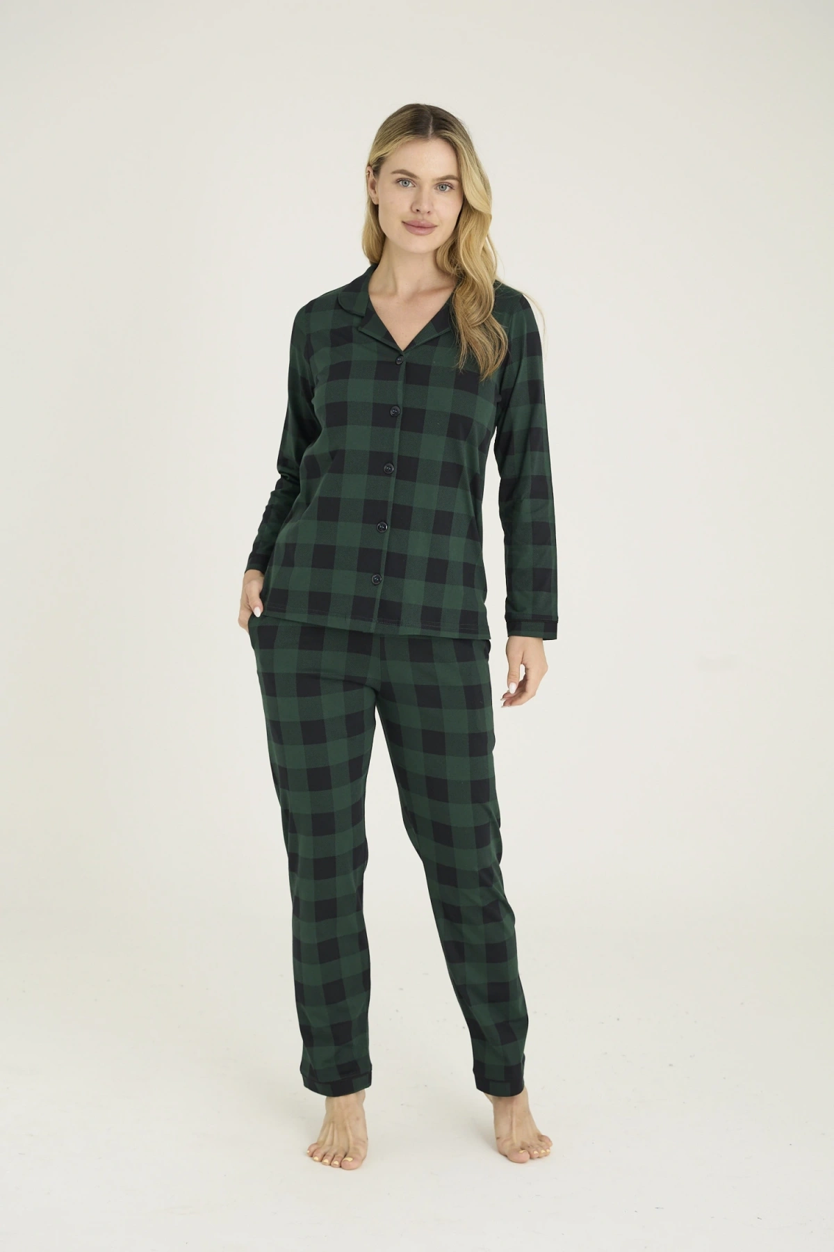 Kocabey 9209-K Kadın Apaj Yaka Pijama Takım