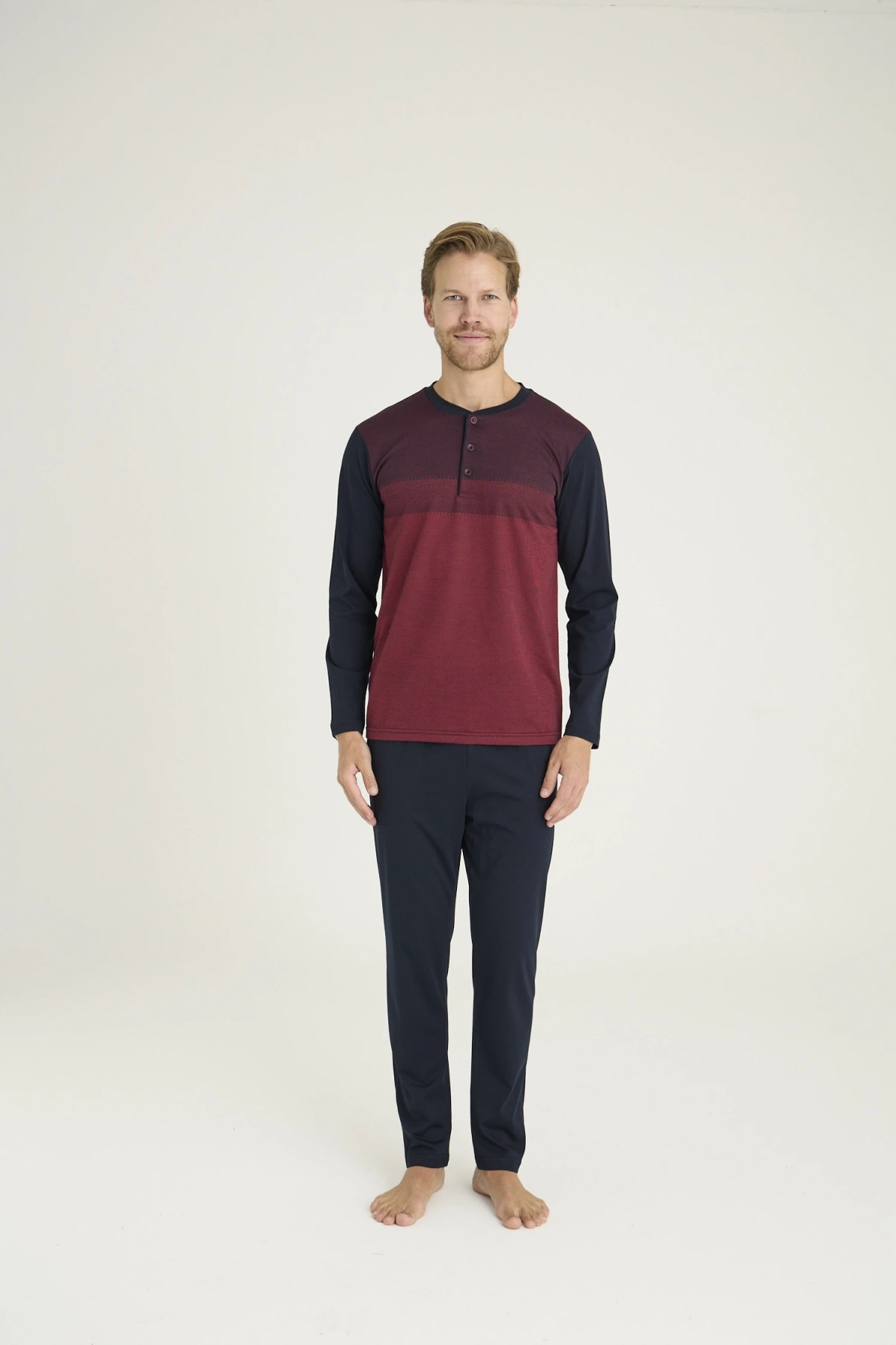 Kocabey 9218 Erkek Midi Yaka Pijama Takım