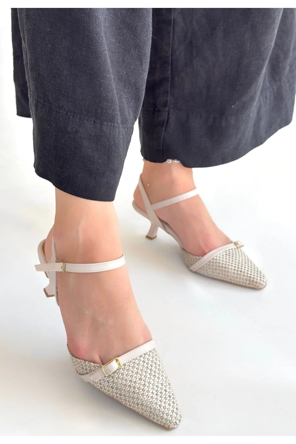 Lanna Bej Cilt Topuklu Ayakkabı