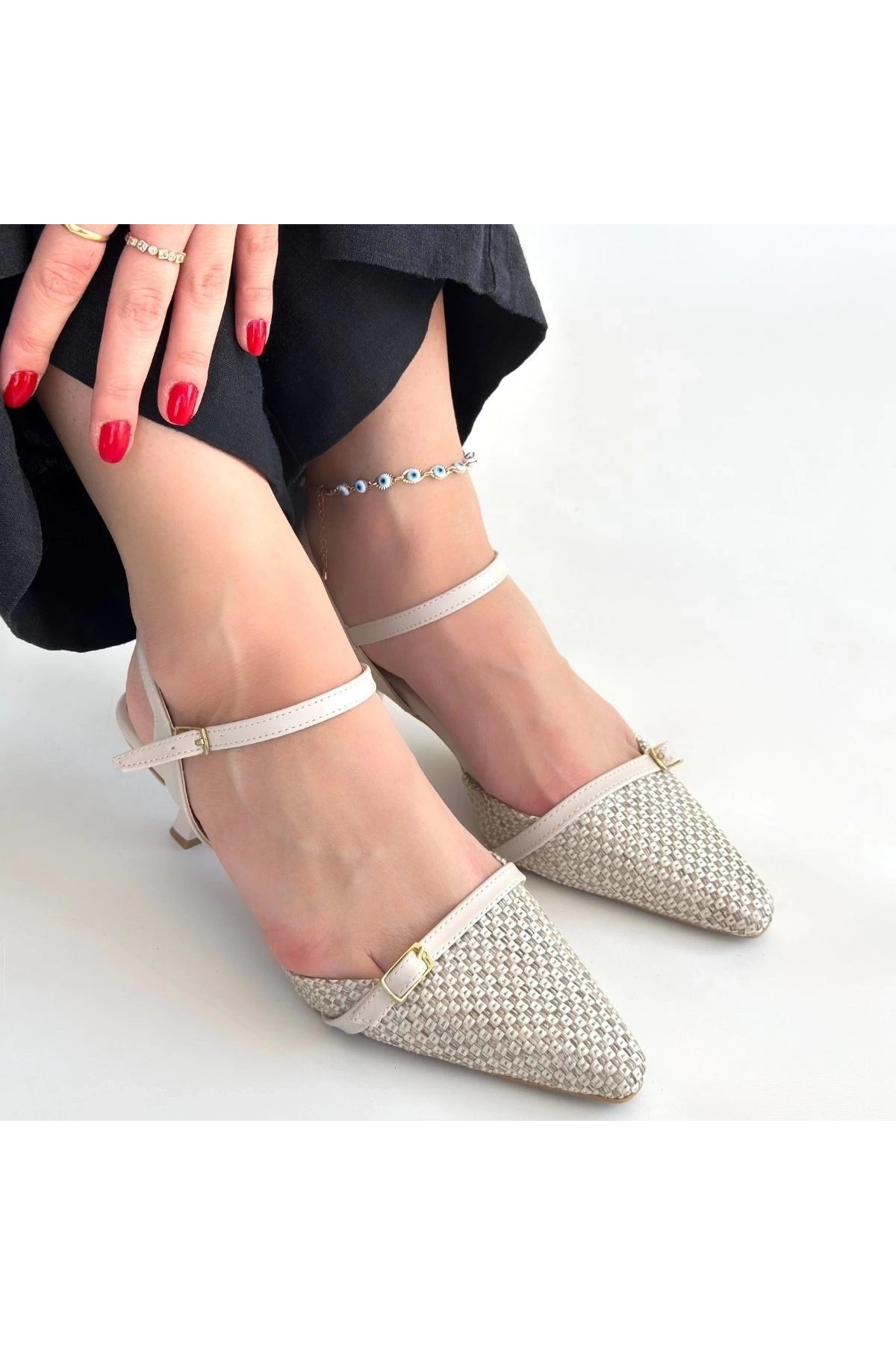 Lanna Bej Cilt Topuklu Ayakkabı