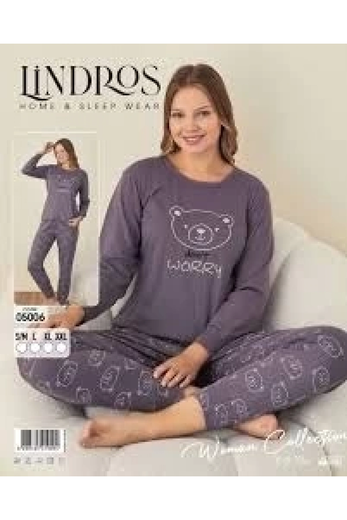 Lindros 05006 Raporlu Polar Kumaş Uzun Kol Pijama Takımı