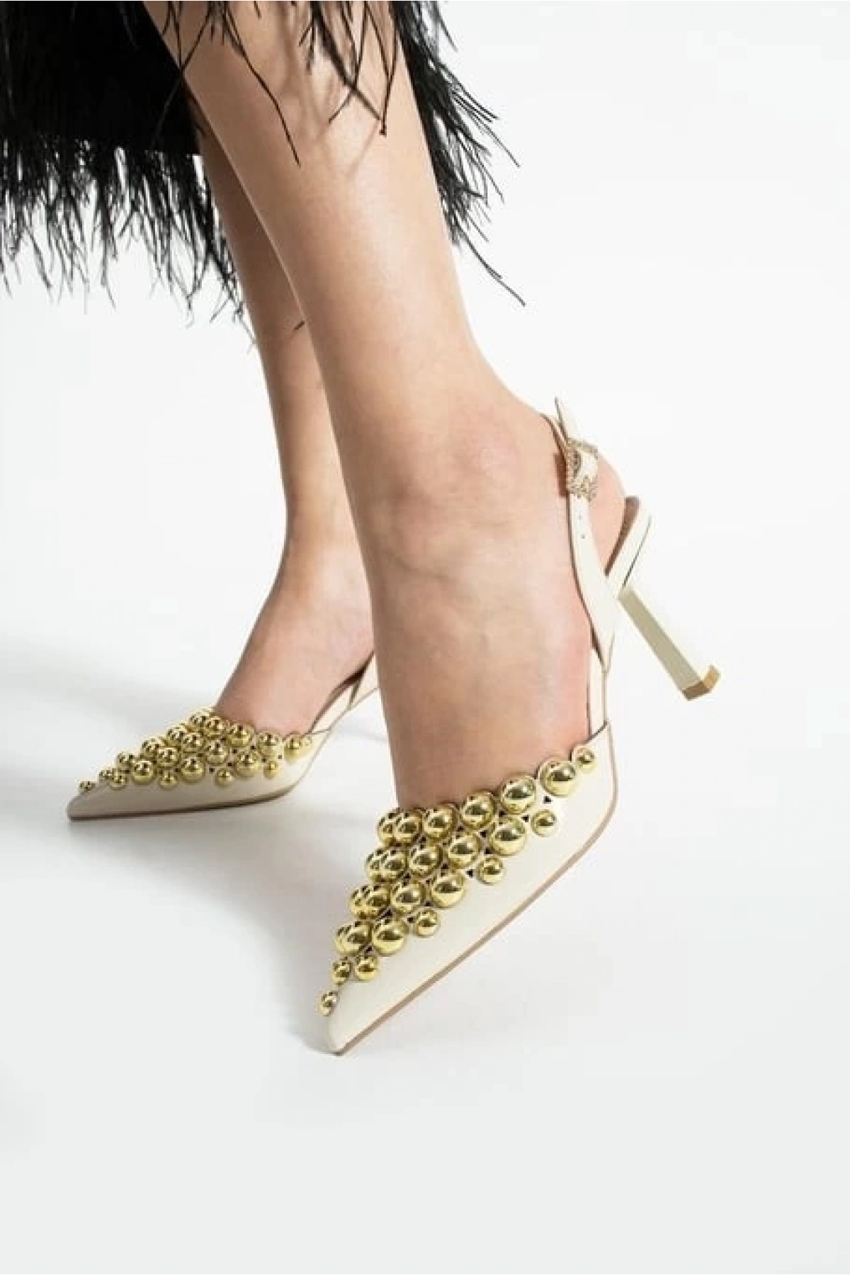 Makay Bej Rugan Topuklu Ayakkabı