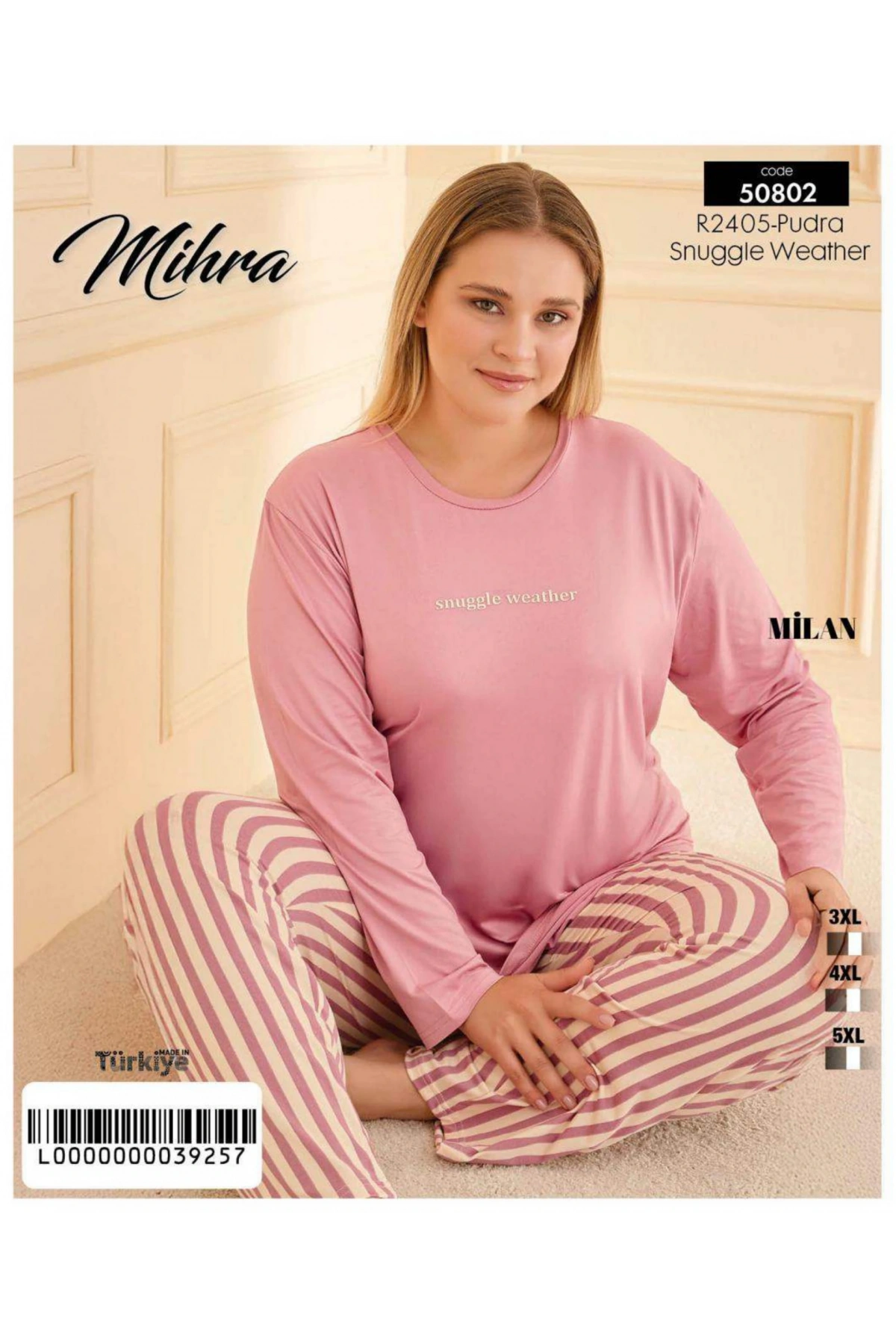 Mihra 50802 Kadın Battal Milan O Yaka Pijama Takımı
