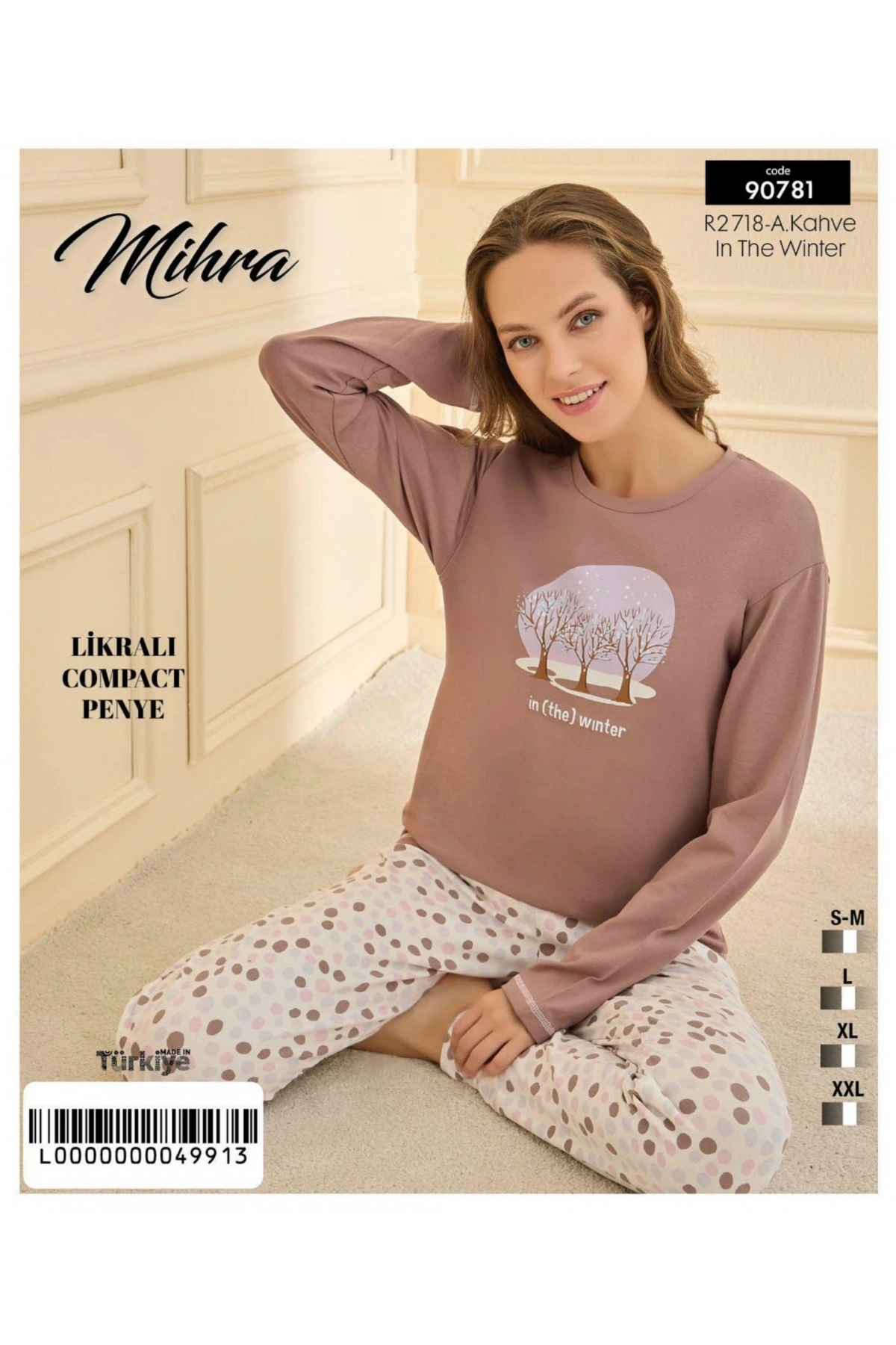 Mihra 90781 Kadın Ayıcıklı Uzun Kol Pijama Takımı
