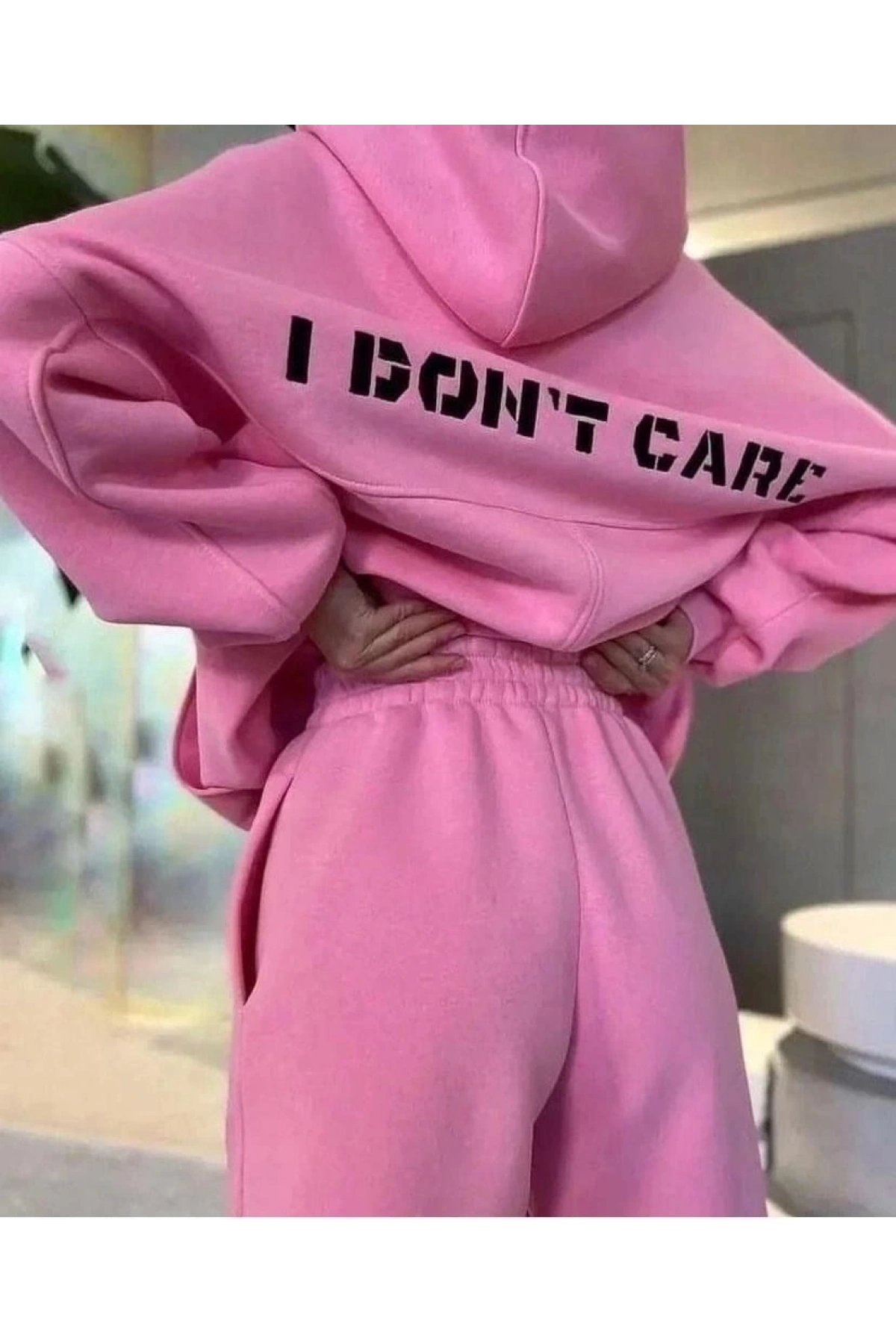 Nakış İşlemeli Üç İplik Sweat Takım- Pembe