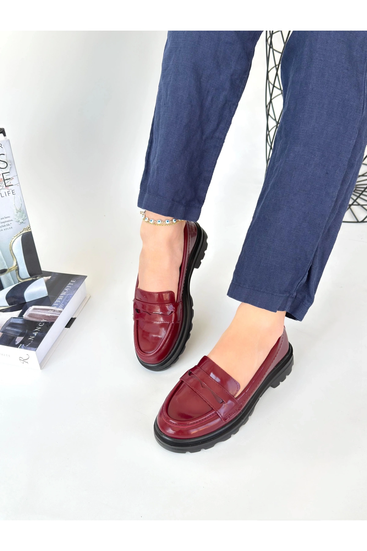 Narli Bordo Rugan Oxford Ayakkabı