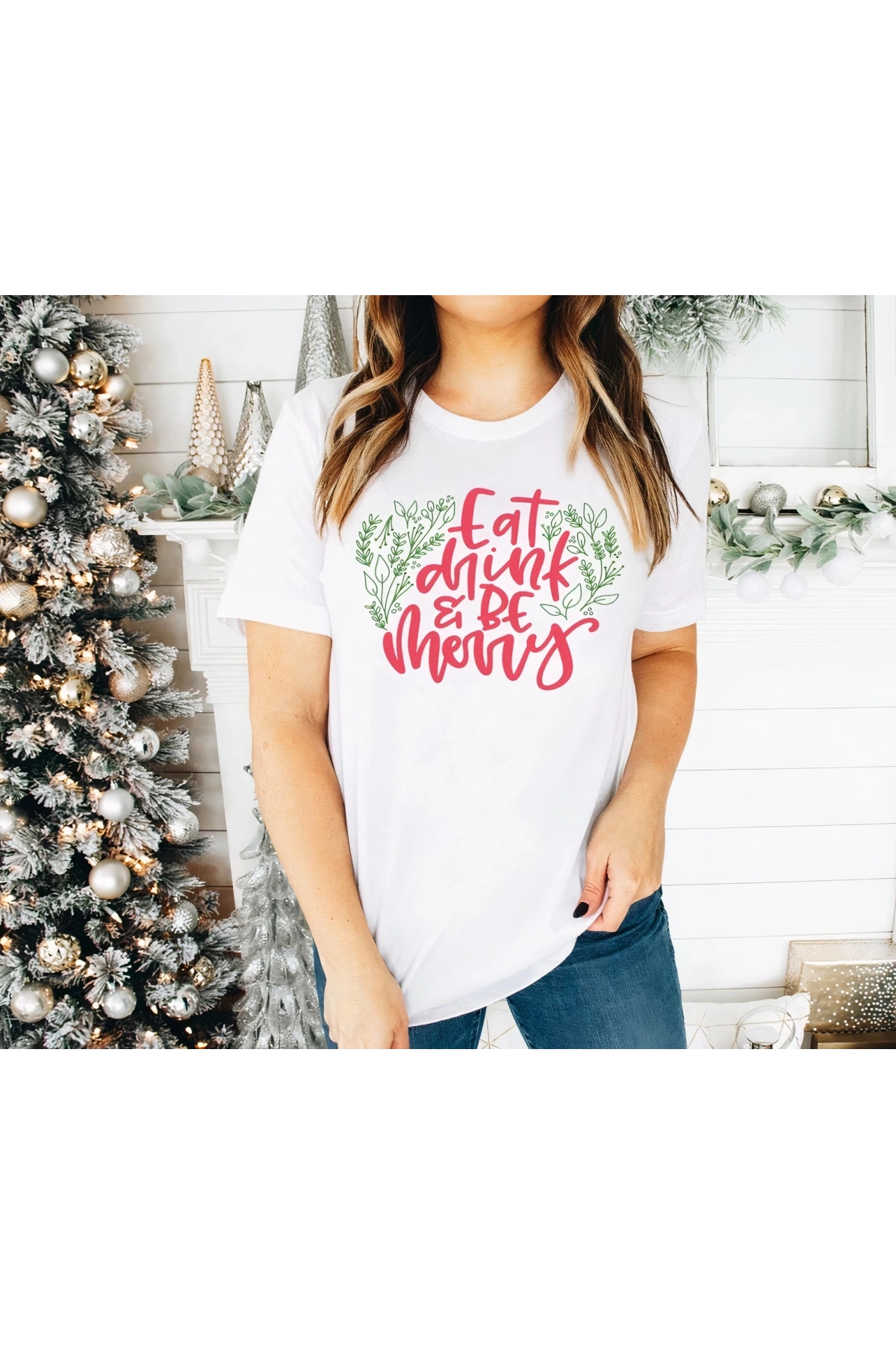 Noel İçin Özel Tasarım T-shirt - Beyaz