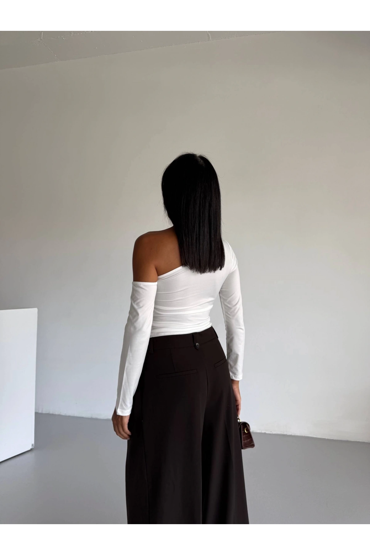 Omuz detaylı kollu bluz beyaz f2336