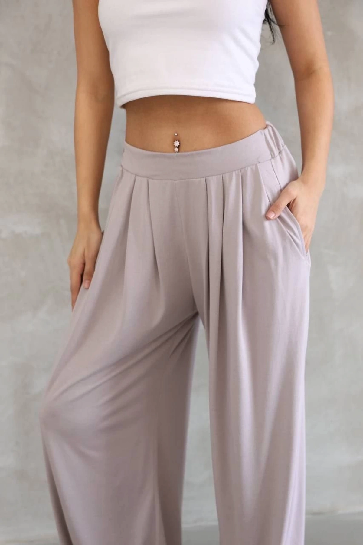 Osy Modal Yumuşak Dokulu Kadın Kumaş Boru Paça Salaş Eşofman - Bej