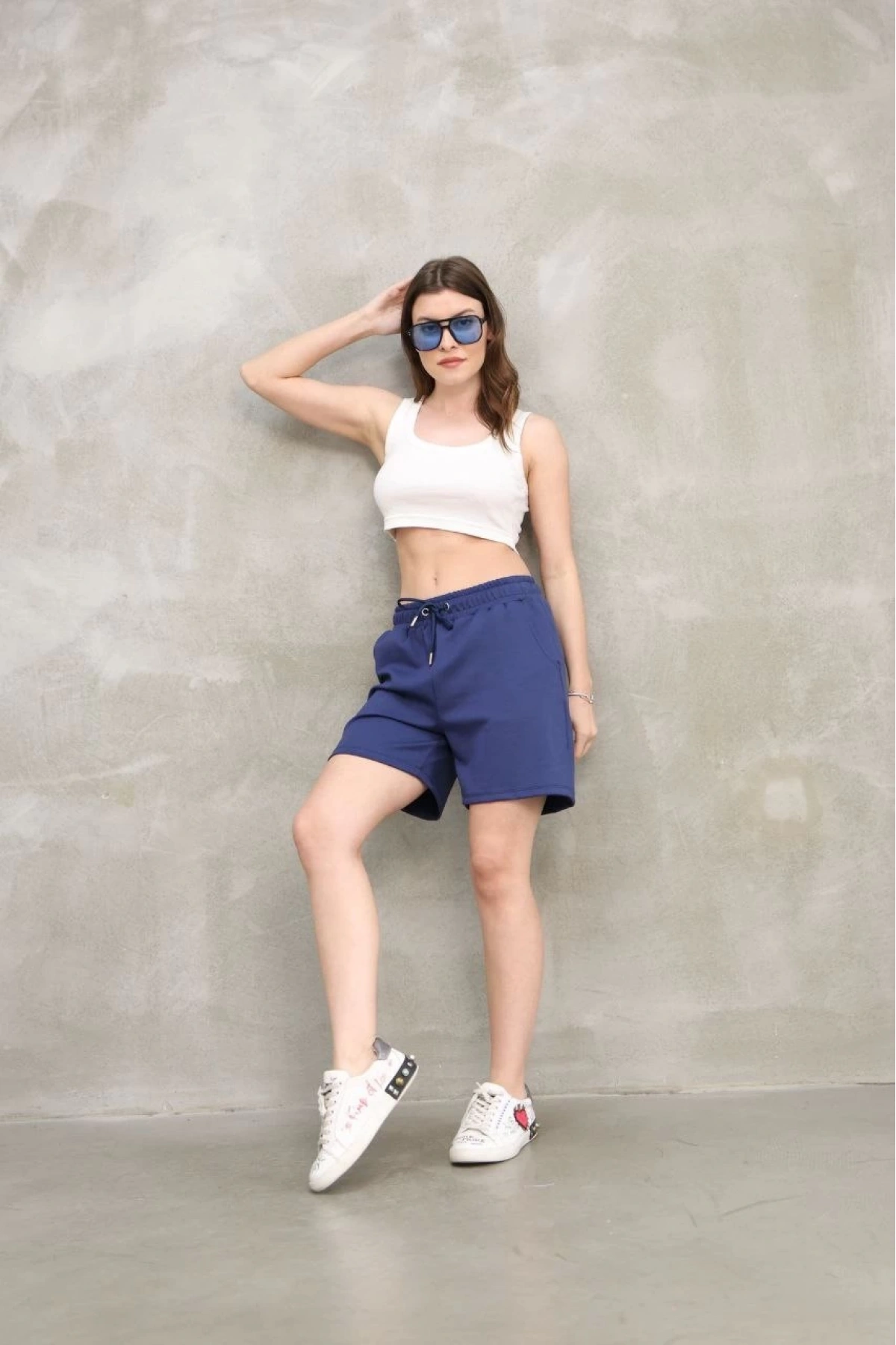 Osy Modal Yumuşak dokulu Kumaş Kadın Kısa Şort - Mavi