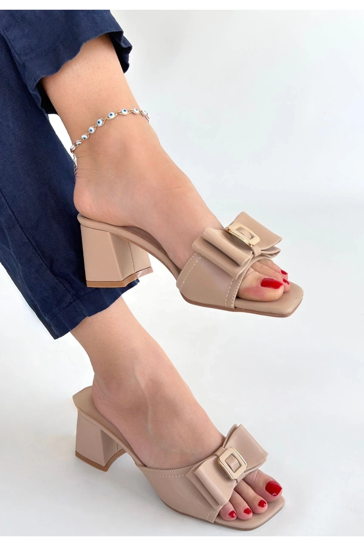 Pier Nude Cilt Topuklu Terlik