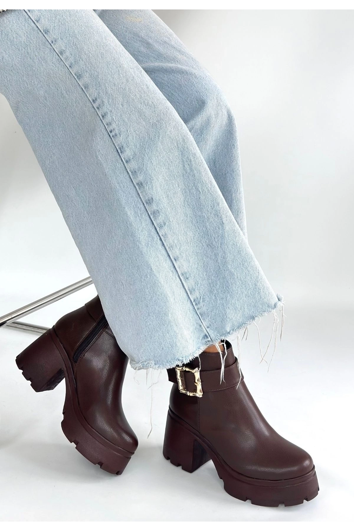 Pinma Kahverengi Cilt Topuklu Bot