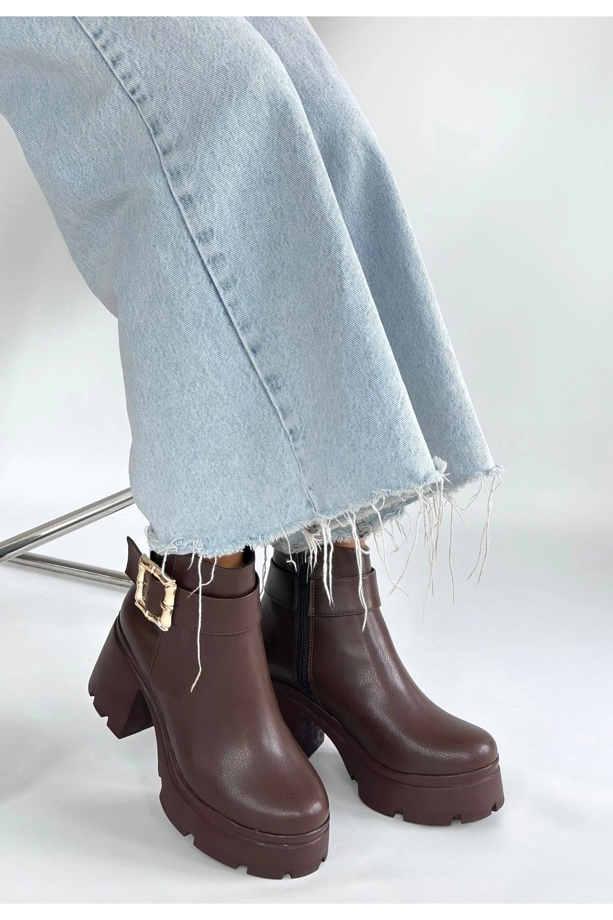 Pinma Kahverengi Cilt Topuklu Bot