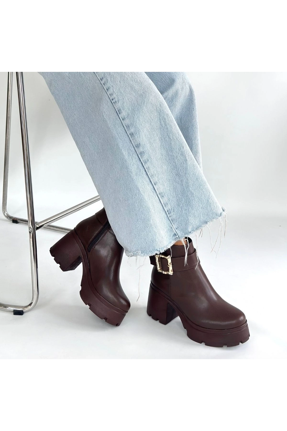 Pinma Kahverengi Cilt Topuklu Bot