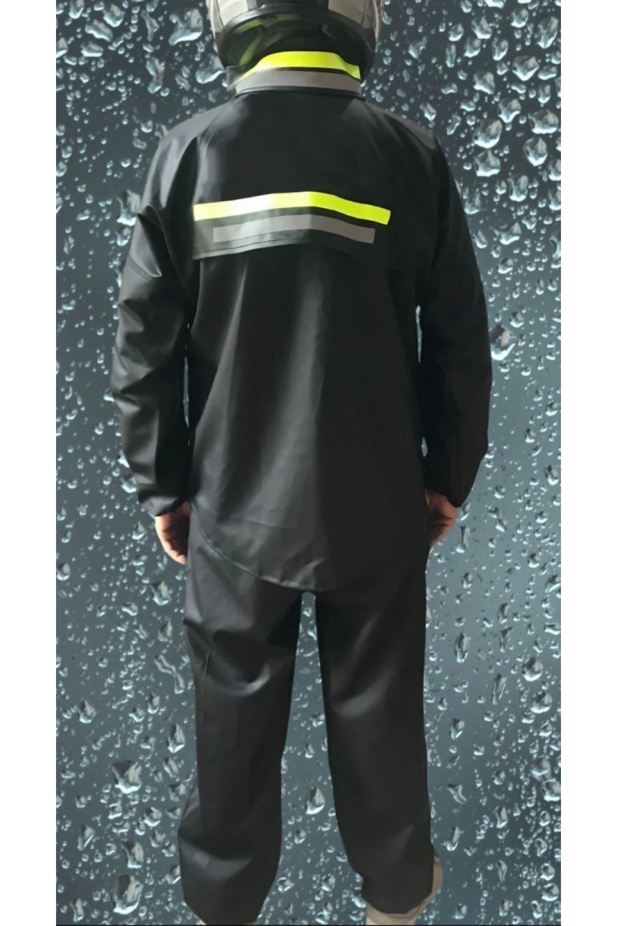 Premium Motorcu Kurye Yağmurluk Takım Su Geçirmez PVC Kumaş Reflektörlü TÜBİTAK Onaylı - Siyah