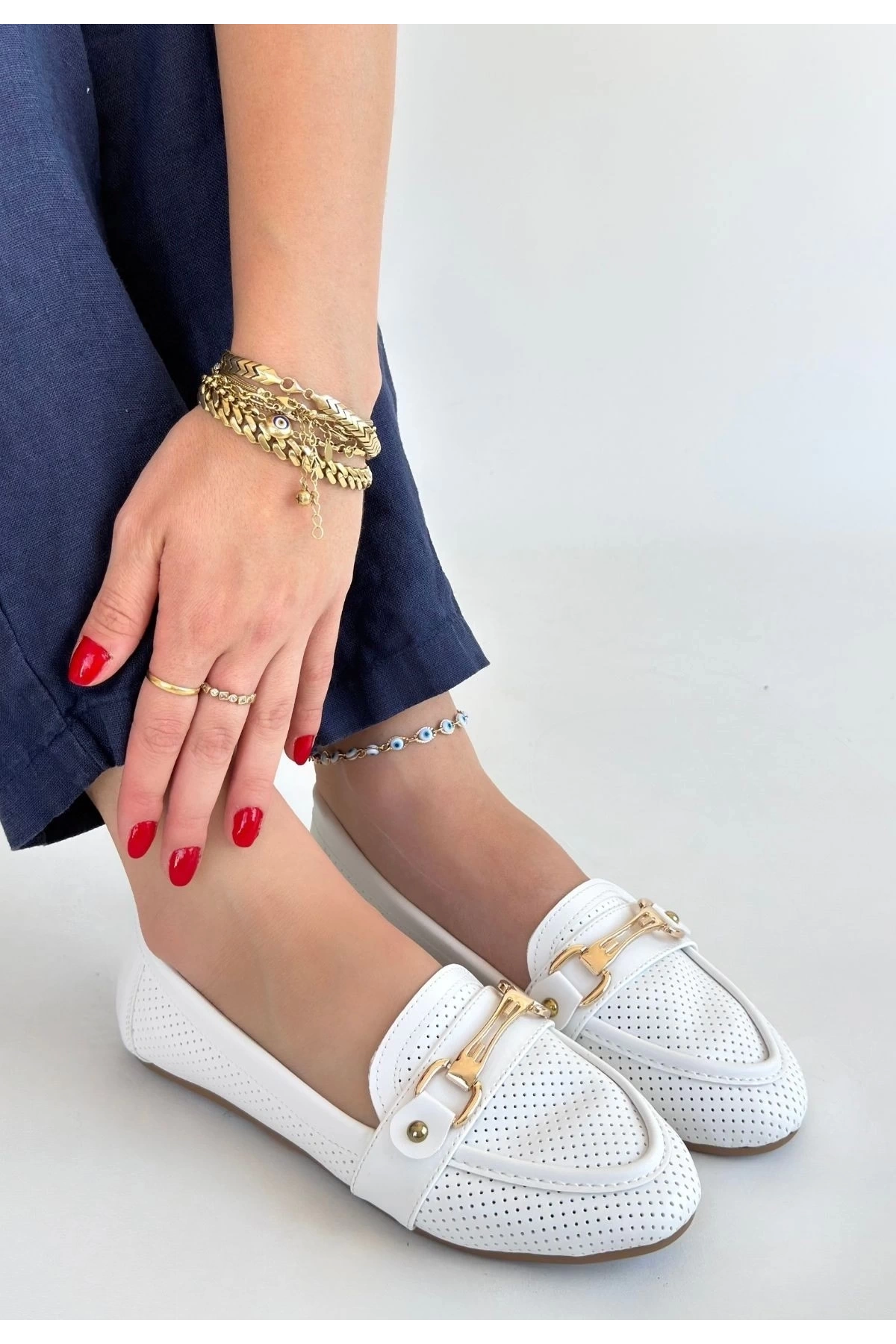 Rain Beyaz Cilt Babet Ayakkabı