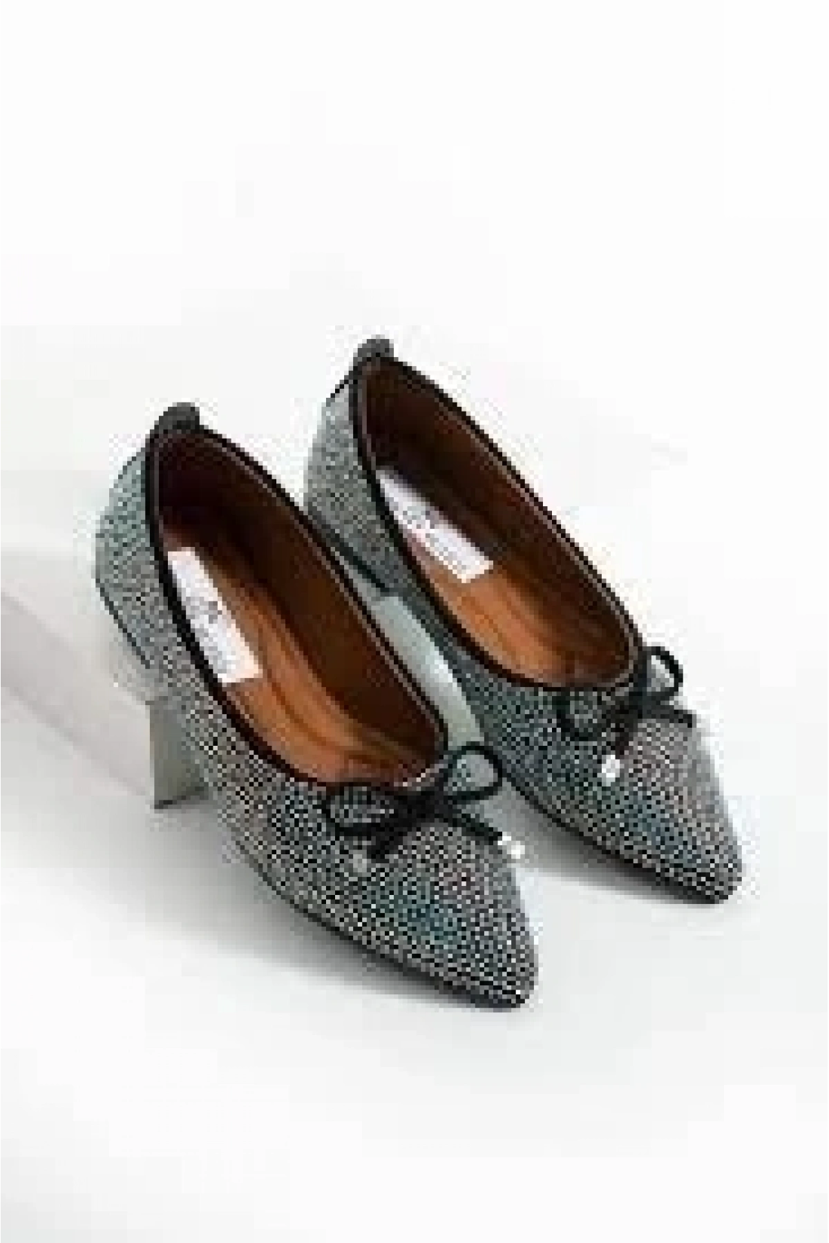 Sarra Siyah Saten İşlemeli Babet Ayakkabı