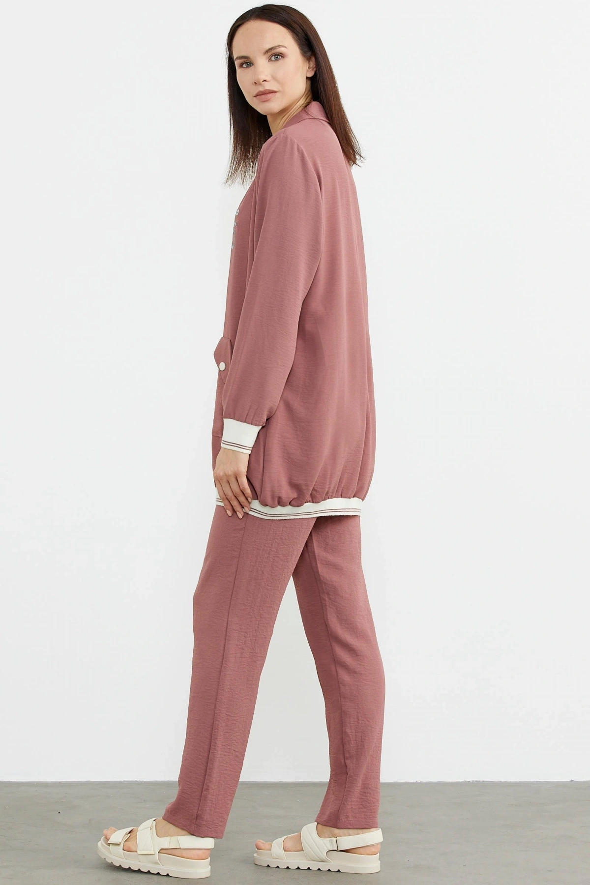 Sementa 76326 Şal Yaka Fermuarlı Krep Takım