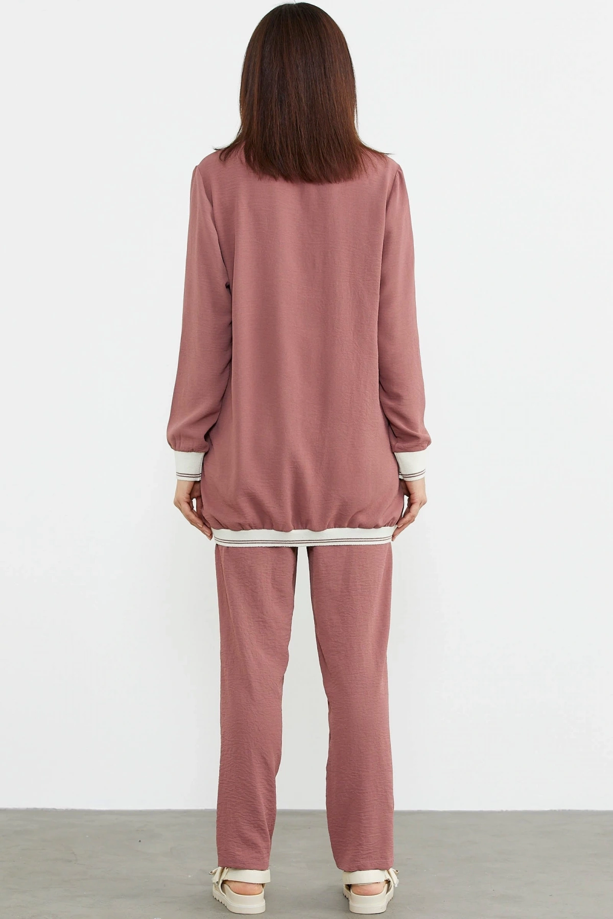 Sementa 76326 Şal Yaka Fermuarlı Krep Takım