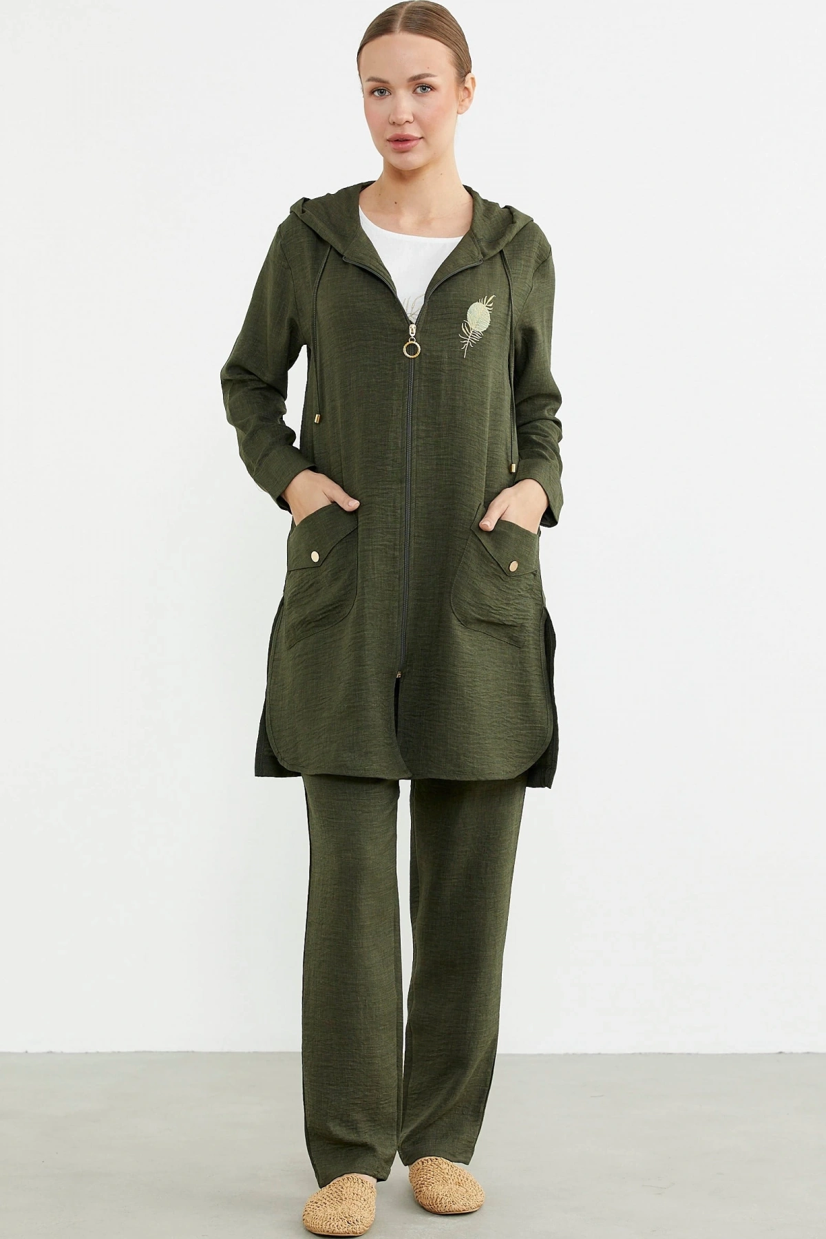 Sementa 76473 Büyük Beden Keten Görünümlü Üçlü Takım