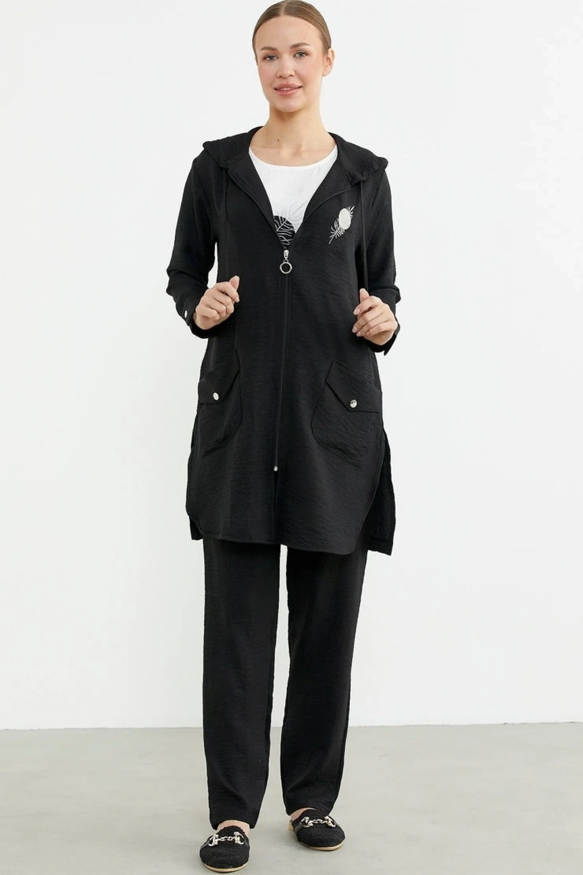 Sementa 76473 Büyük Beden Keten Görünümlü Üçlü Takım