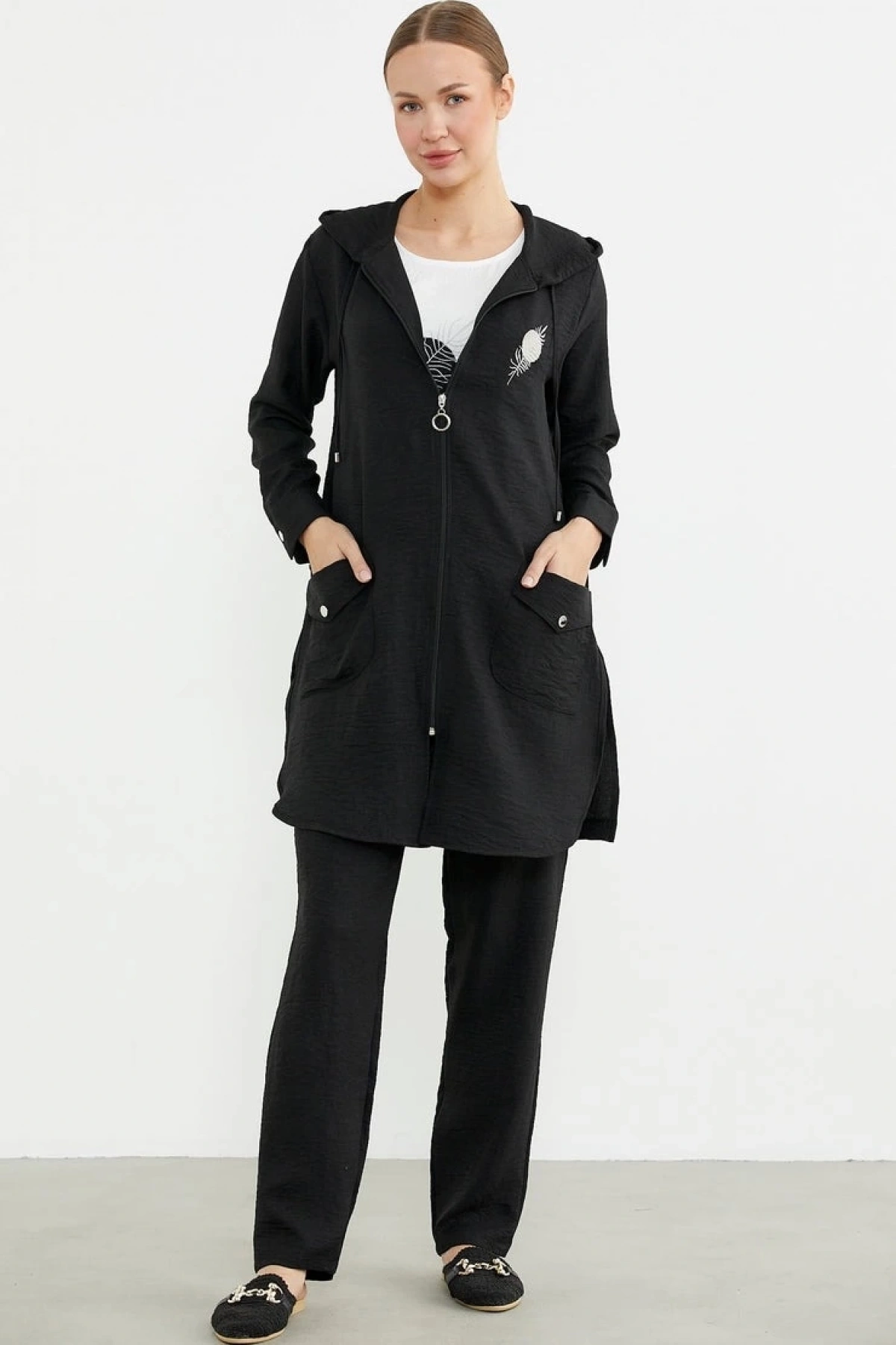 Sementa 76473 Büyük Beden Keten Görünümlü Üçlü Takım