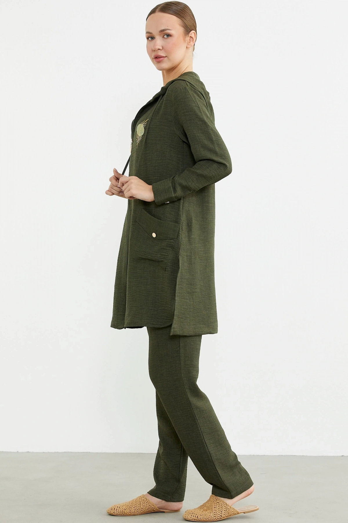 Sementa 76473 Büyük Beden Keten Görünümlü Üçlü Takım