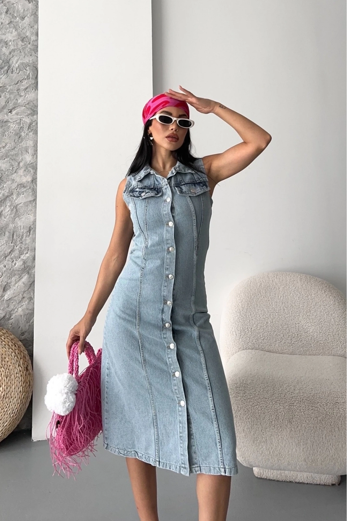 Sıfır kol kar yıkama tunik ceket mavi d2520