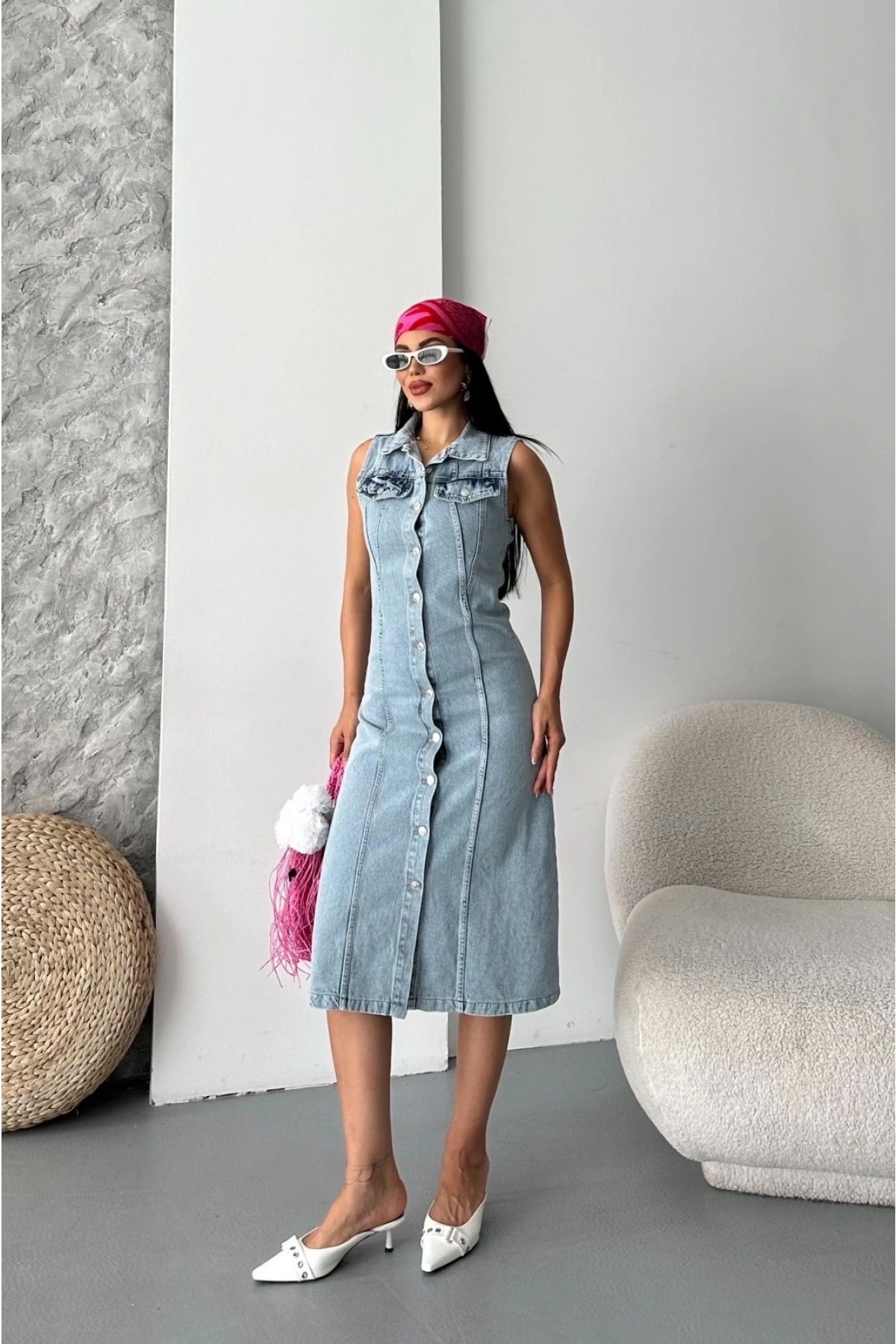 Sıfır kol kar yıkama tunik ceket mavi d2520